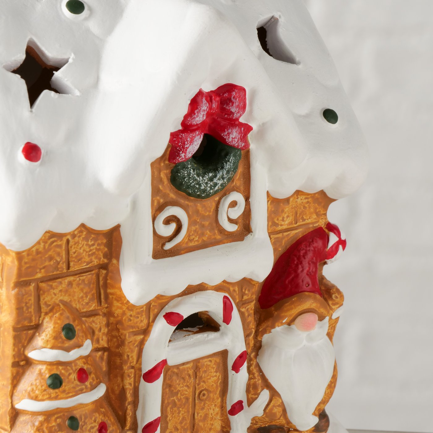 Dekoaufsteller Ginger 2er Set Lebkuchenhaus Mit LED Handbemalt