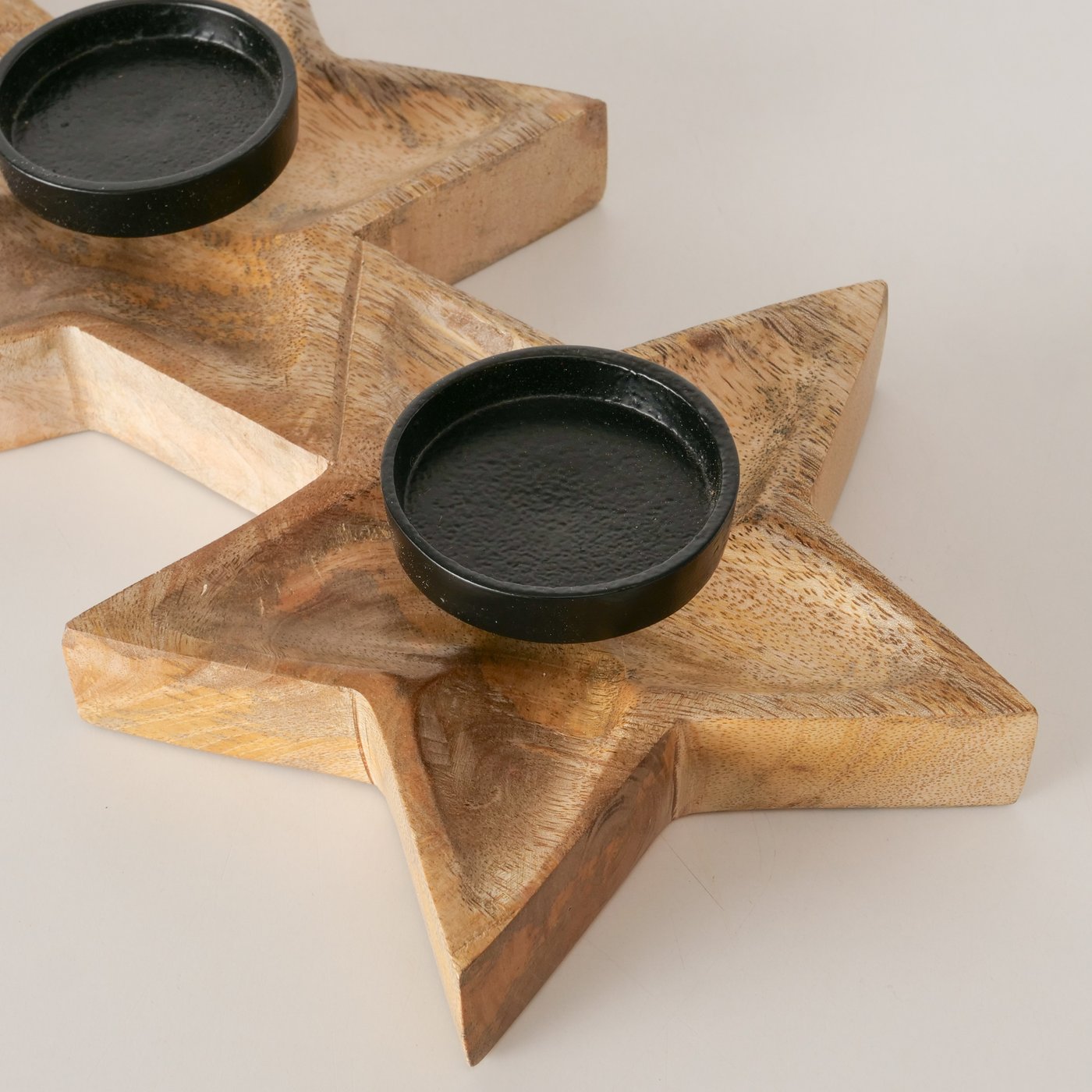 Teelichthalter Holz Asteria Stern aus Mangoholz für 4 Teelichter