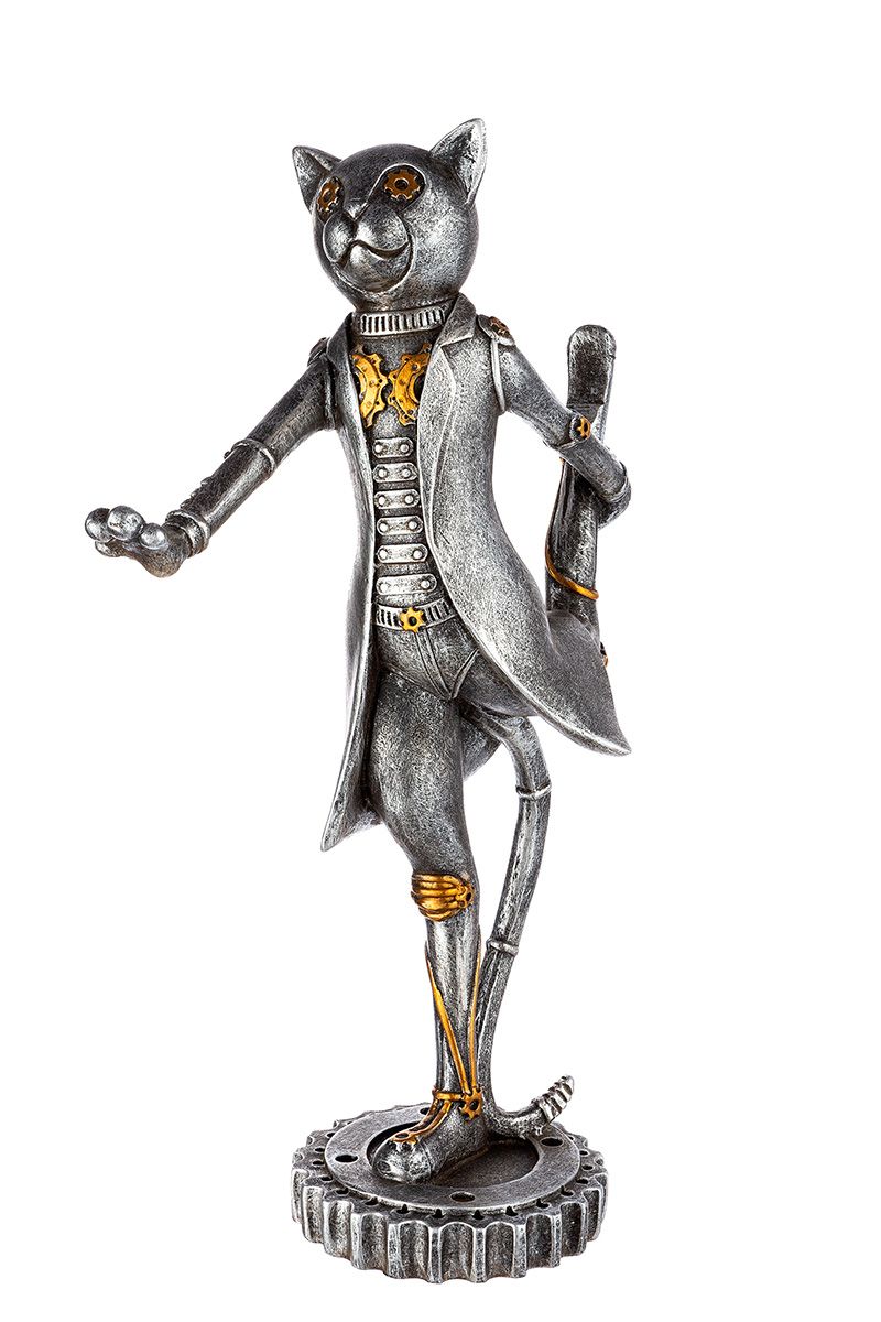 3tlg Poly Steampunk Skulptur Yoga Katzen - Eine Fusion von Kunst und Spiritualität