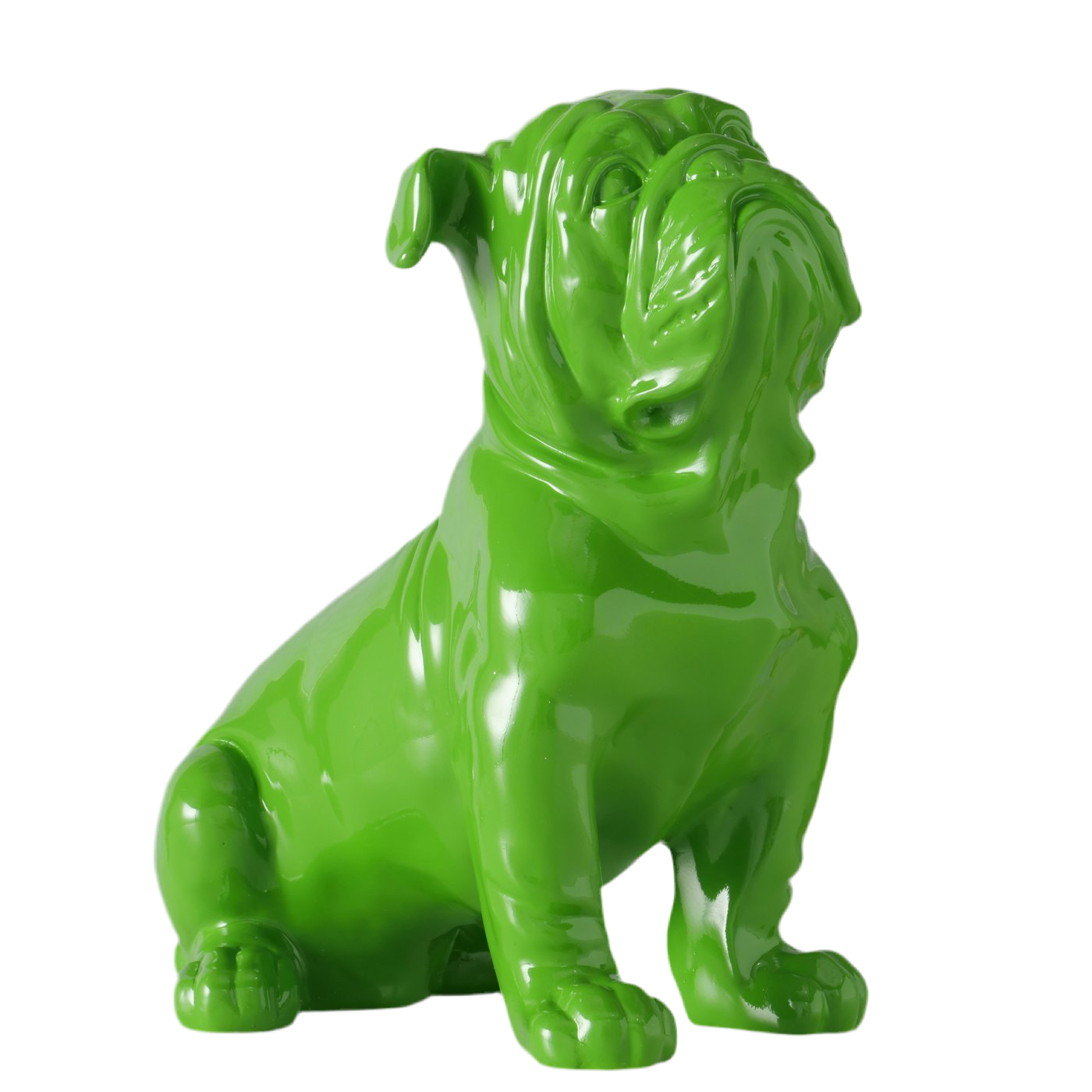 Bully Figur Grün Glanzoptik 32cm Handbemalt Deko Hund
