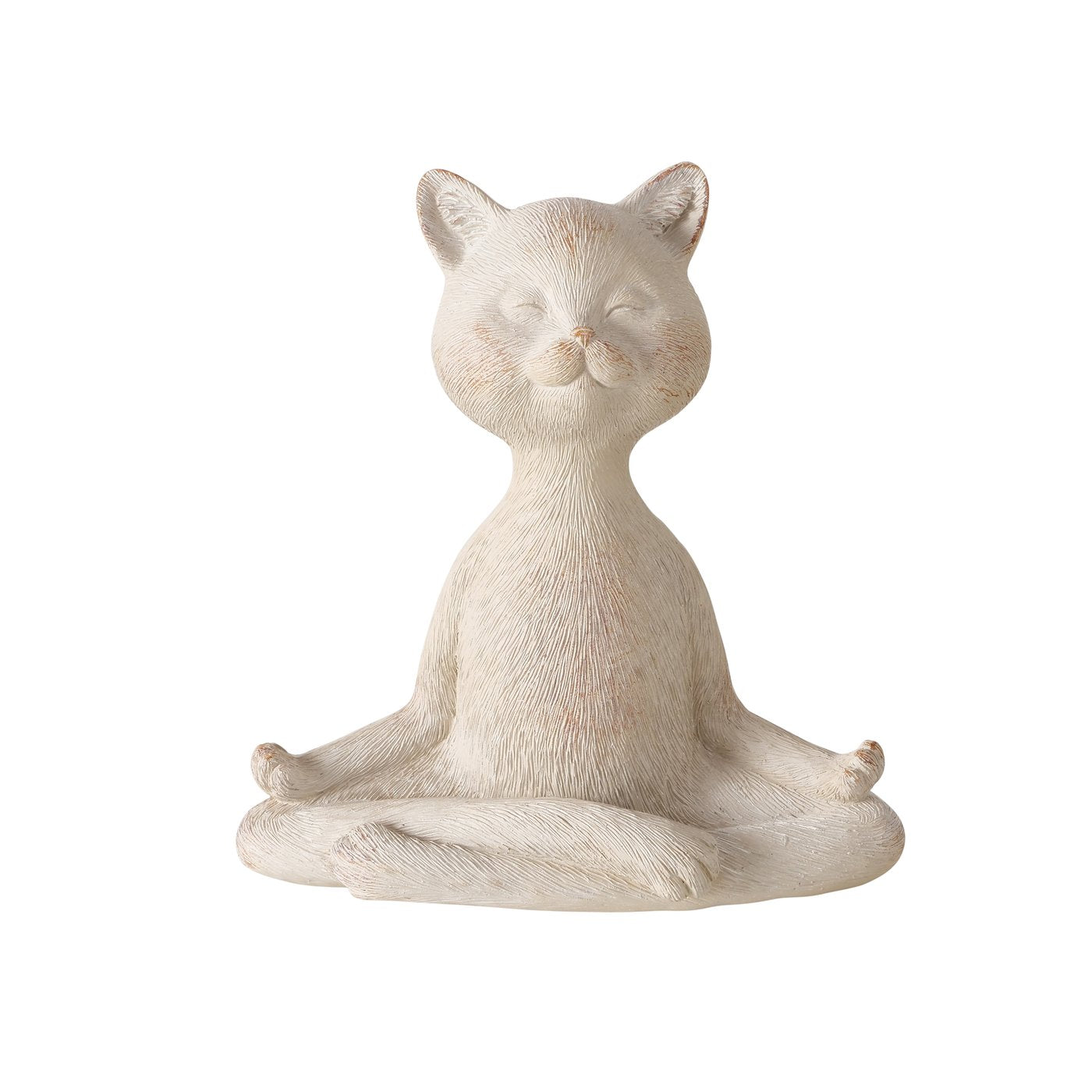 3er Set Yoga Katzen Dekofiguren LUNA – 15 cm Beige