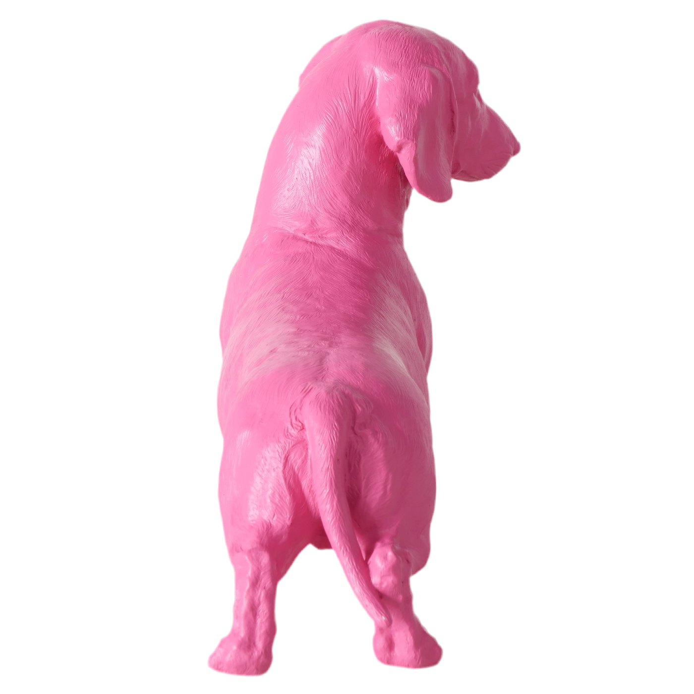 Dekofigur Wuffolino Pinker Dackel Hund Kunstharz Matt 38cm
