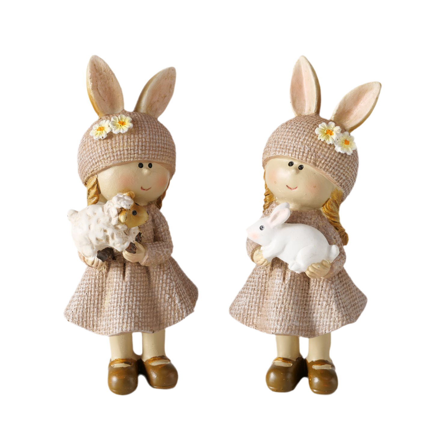 Dekofigur Set Livia Mädchen mit Hase und Schaf 2er Set 12cm