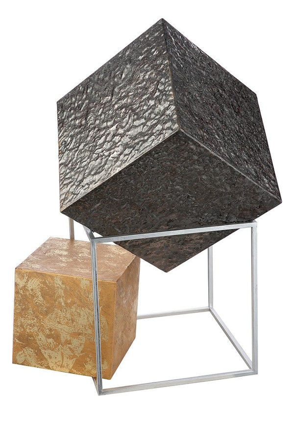 Metall Dekoobjekt 'Cubes' - Geometrische Eleganz in Anthrazit, Gold und Silber