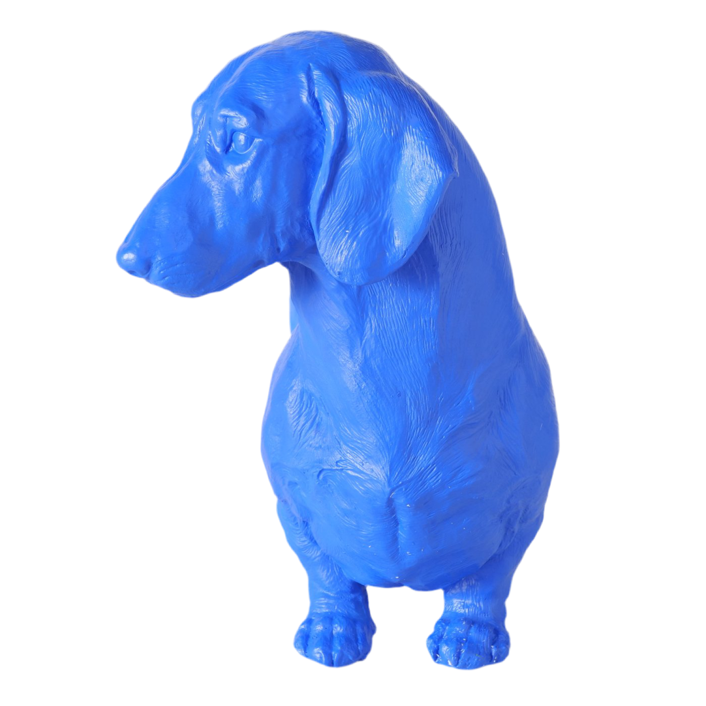 Figur Wuffy Hund blau aus Kunstharz Dackel