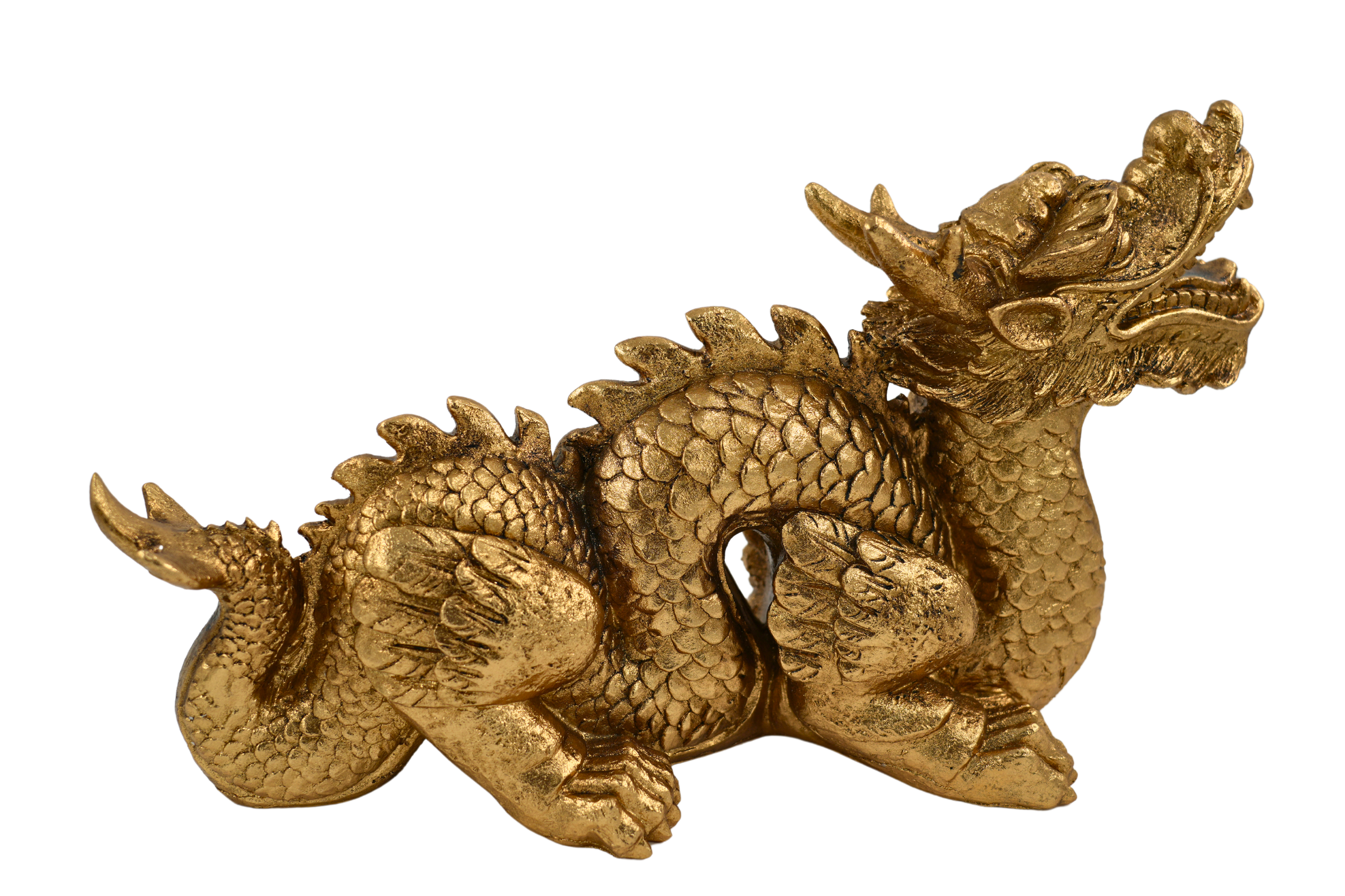 Goldener Polyresin Drache, 44 cm – Elegantes Dekorationsobjekt