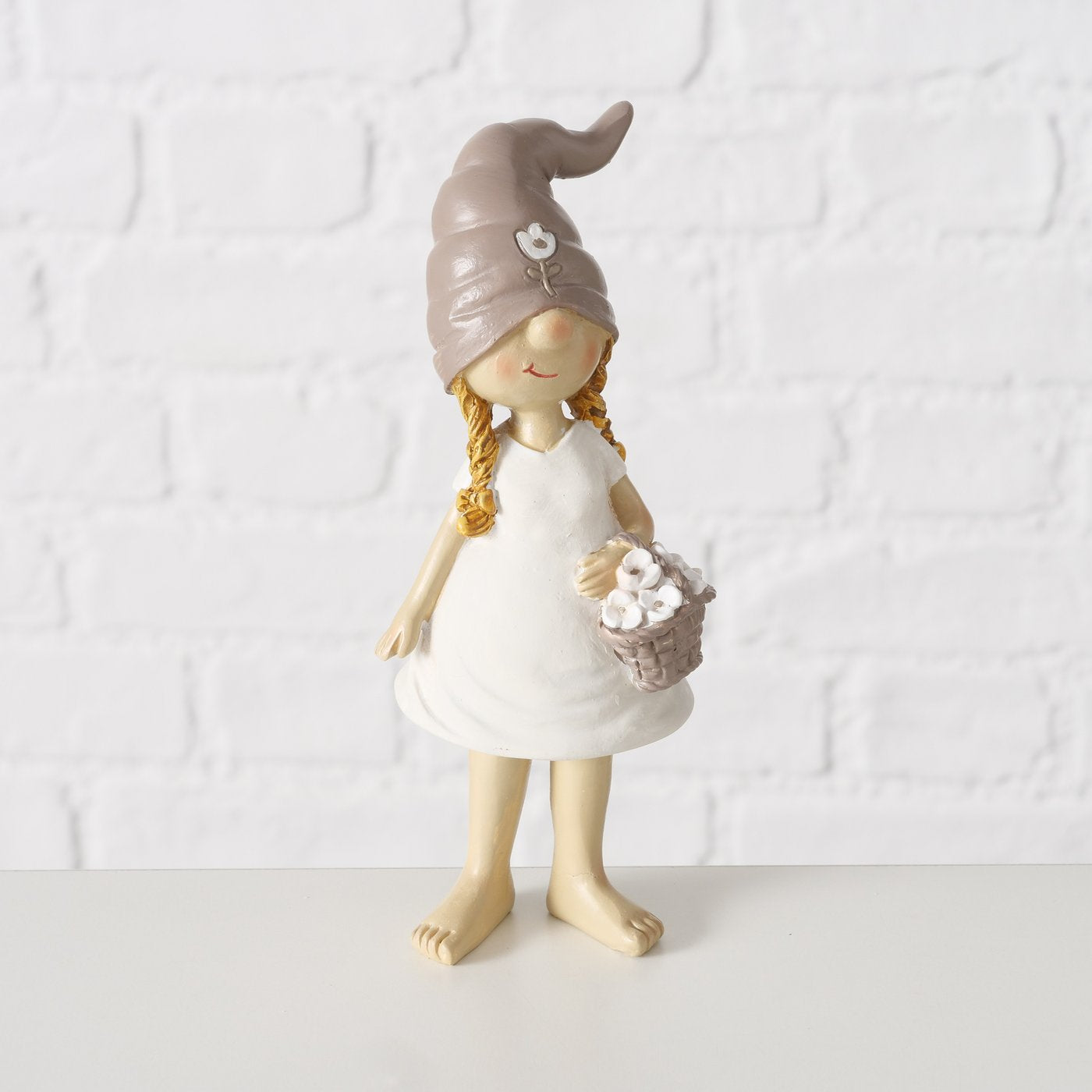 2er Set Gartenliebe Figuren - Taupe & Weiß Kunstharz Deko