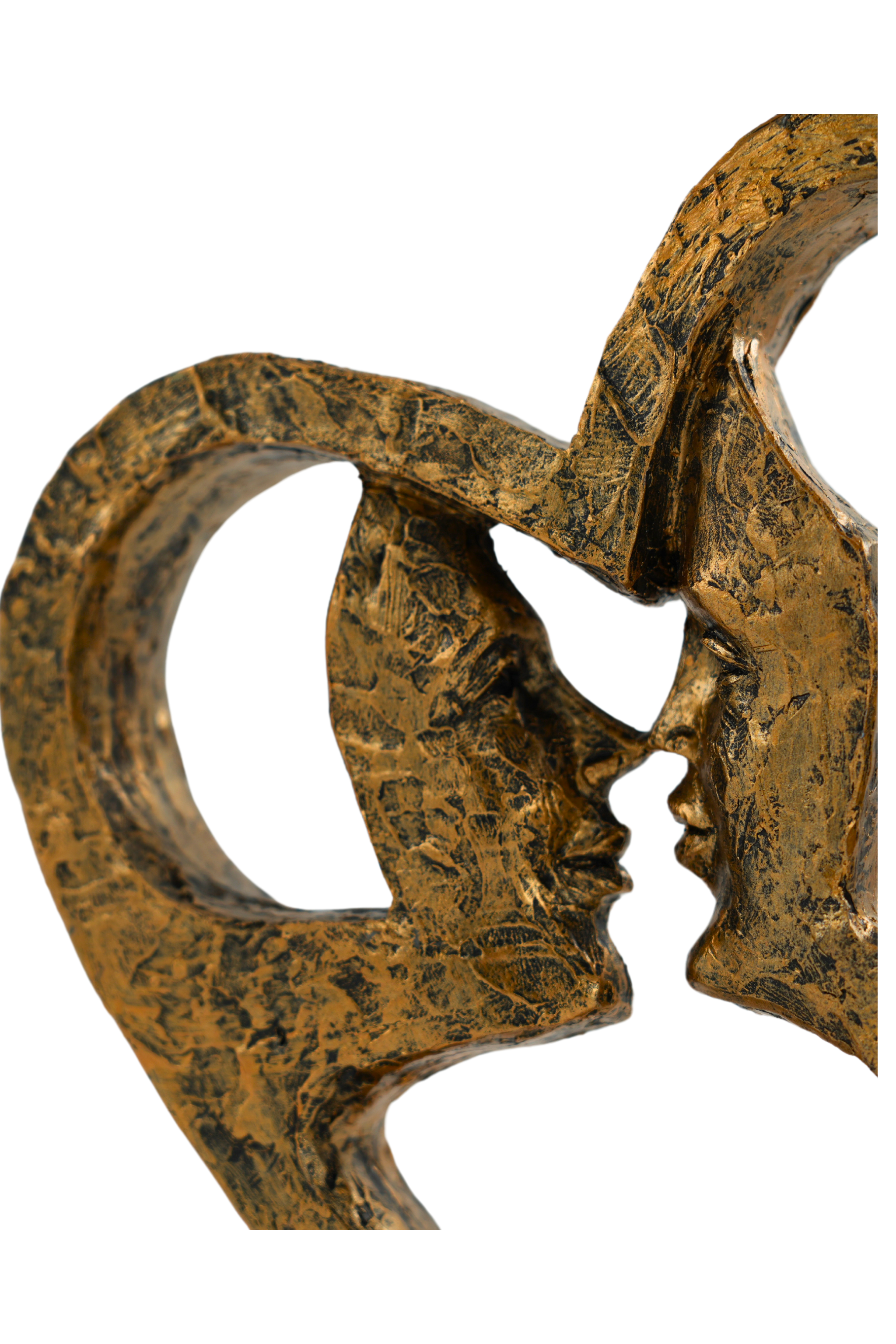 Skulptur Amora Duo Herz Gesicht an Gesicht gold 21 cm