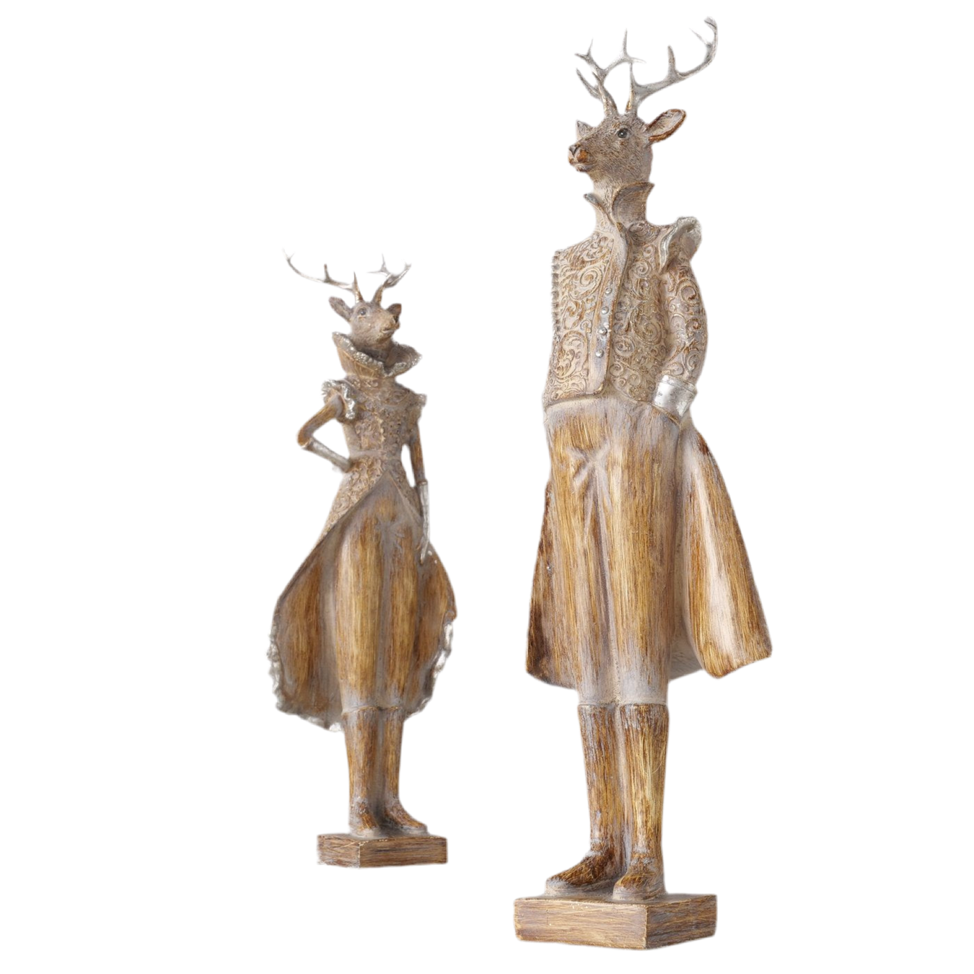 Dekofiguren Elanor Duo Hirschfigur Set Braun Kunstharz 42cm