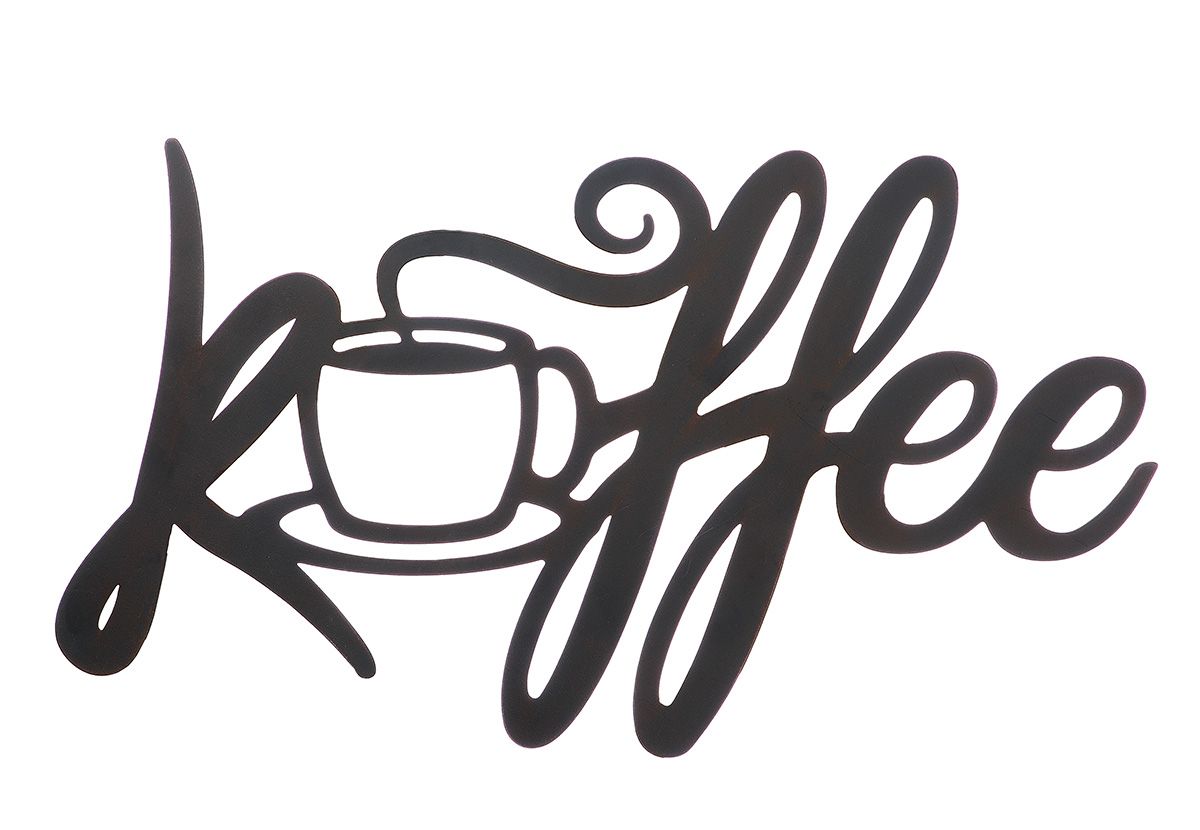 Metall Wandrelief "Kaffee" in Dunkelbraun - 42x26 cm