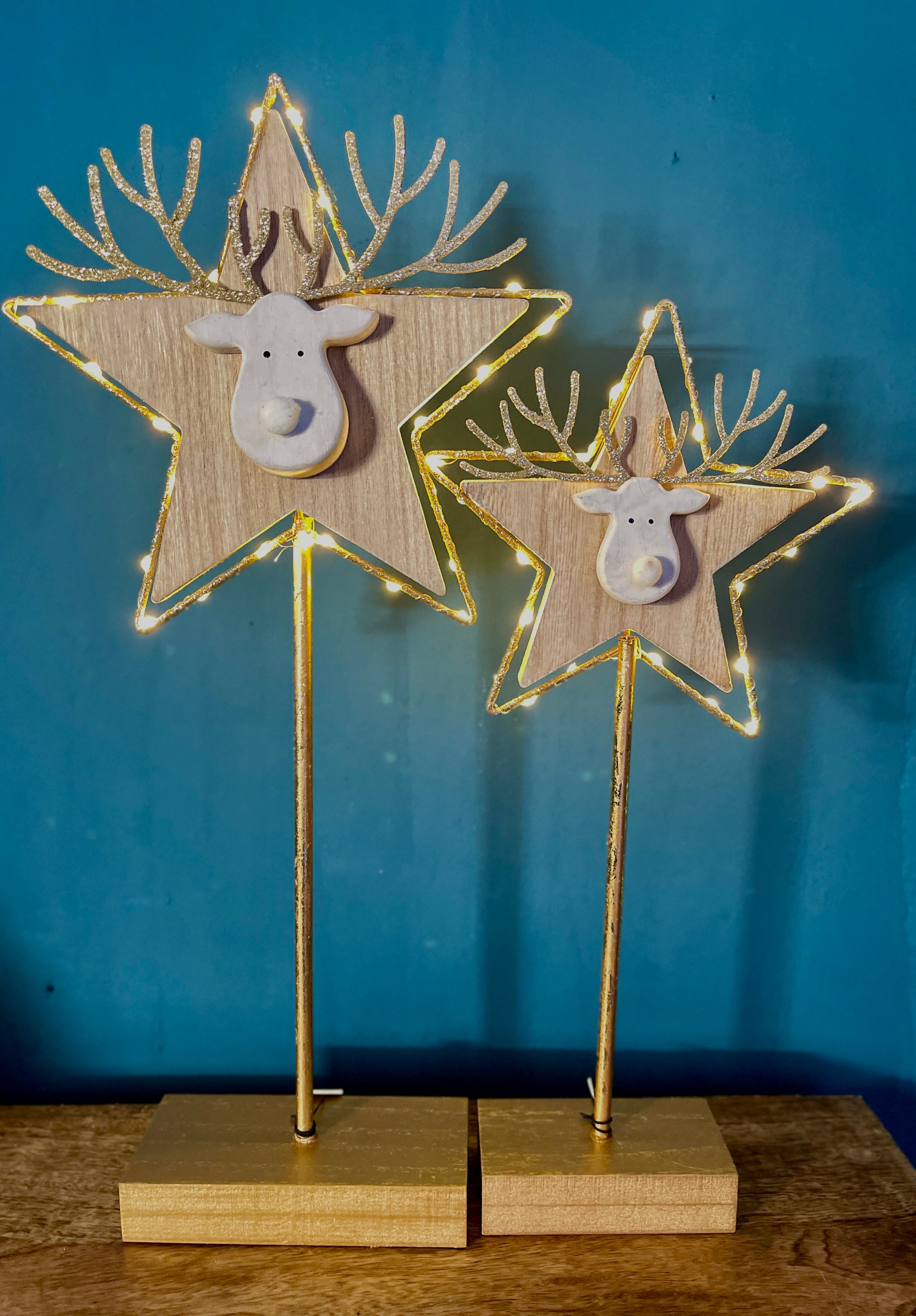 Aufsteller Rentierkopf LED zwei Größen Weihnachtsdekoration Hirsch Elch