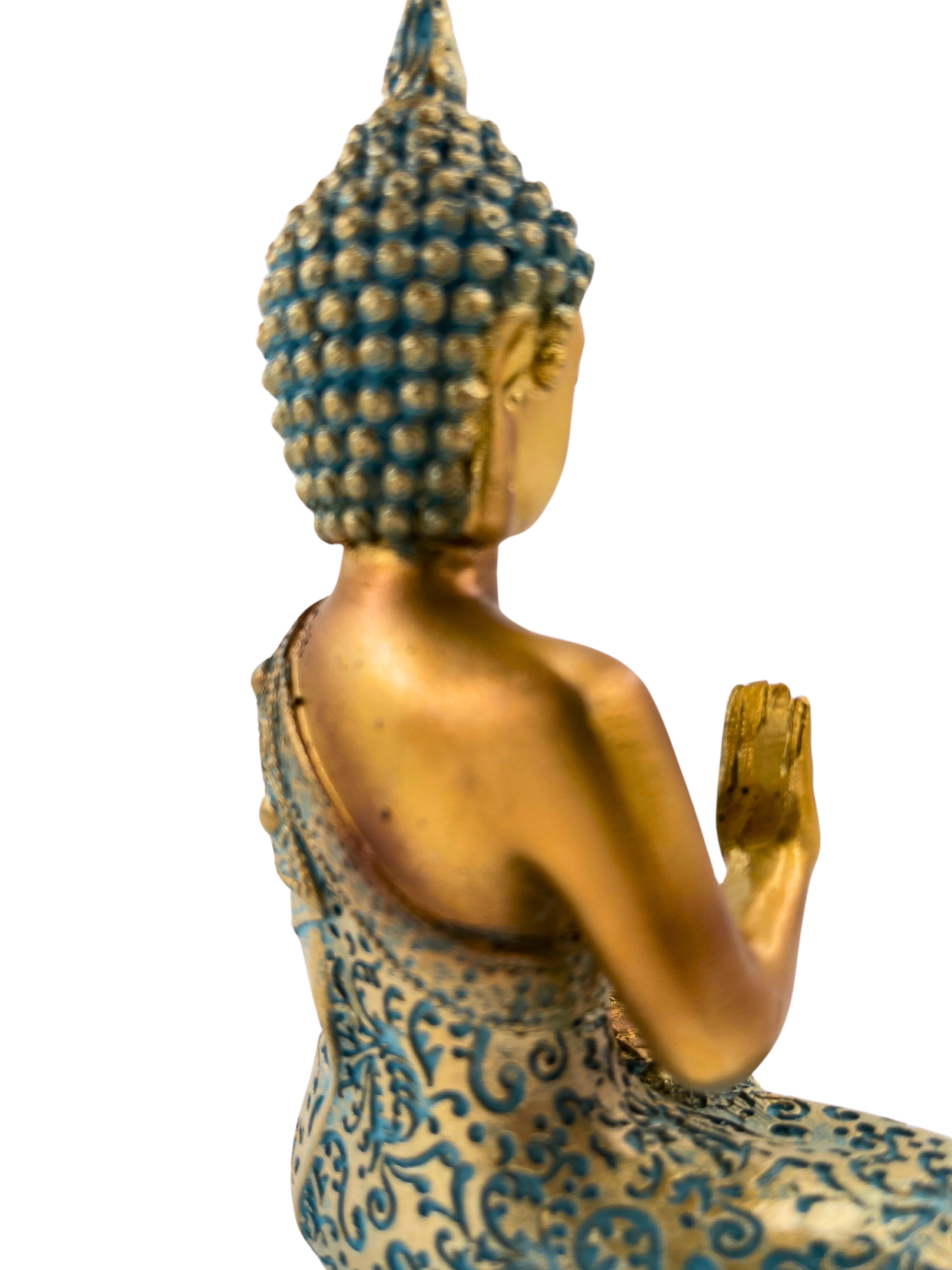Buddha Skulptur Zenharmony Gold Tuerkis Polyresin 14cm