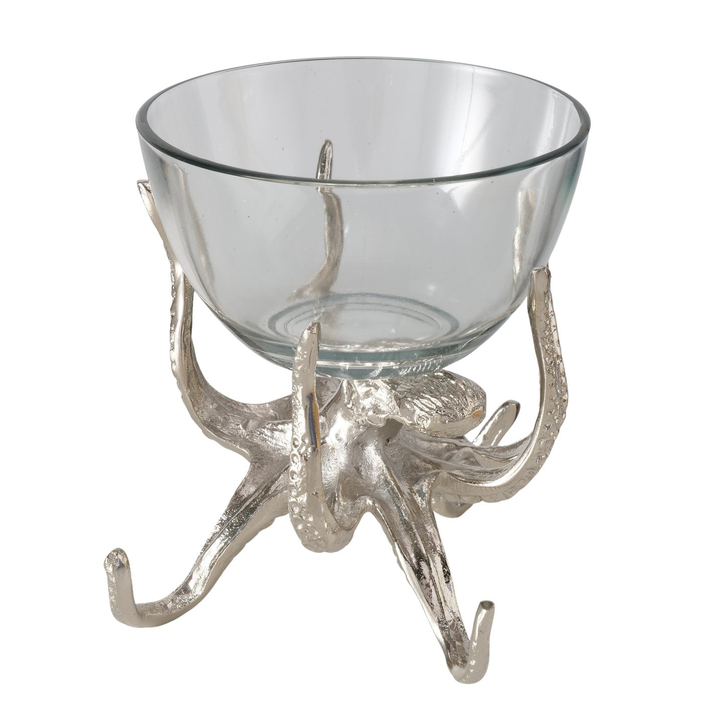 Oktopus Dekoschale Marina – Handgefertigte Glasschale in Silber mit maritimem Flair