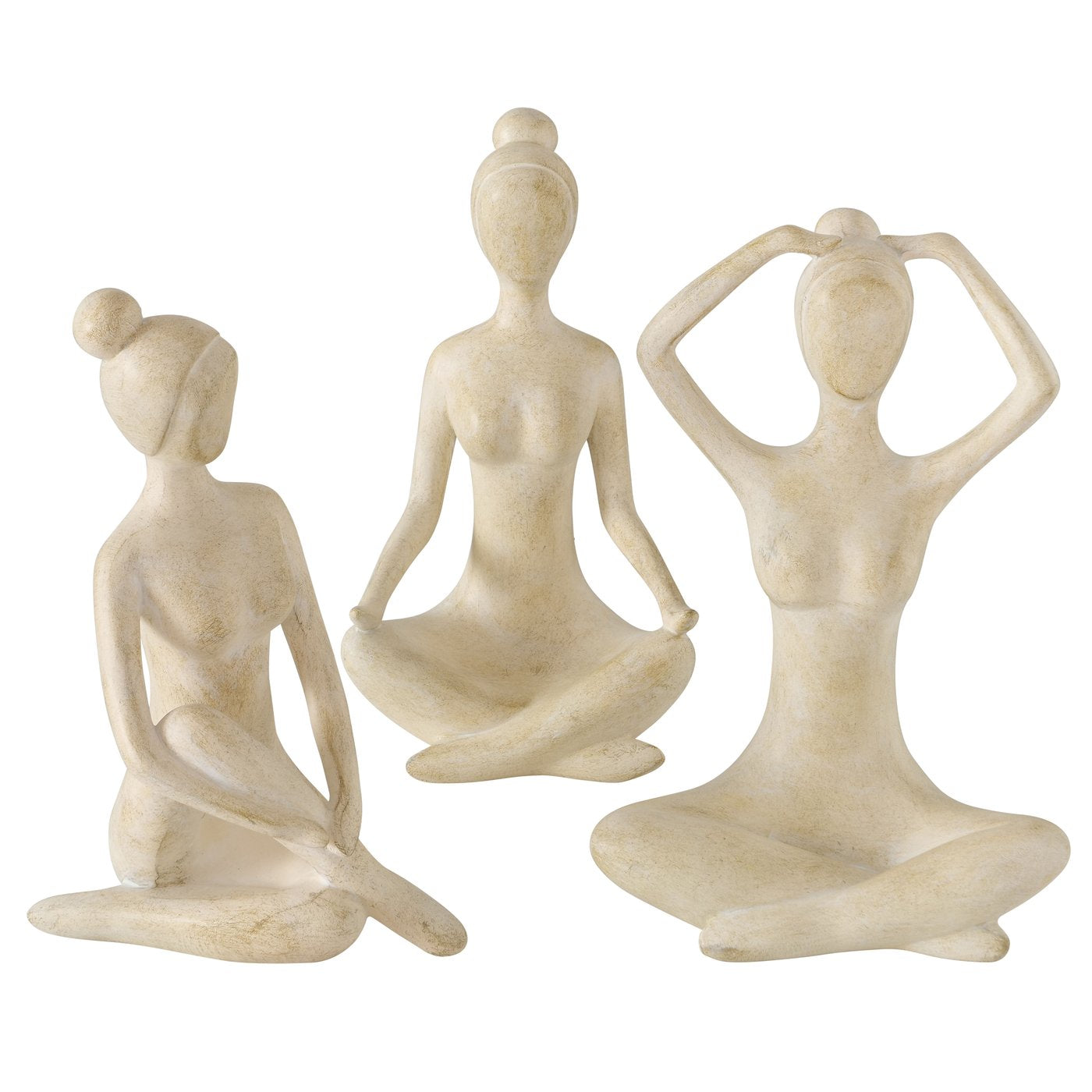 3er Set Yoga Damen Figuren Tranquilla in Shabby Look 30 cm