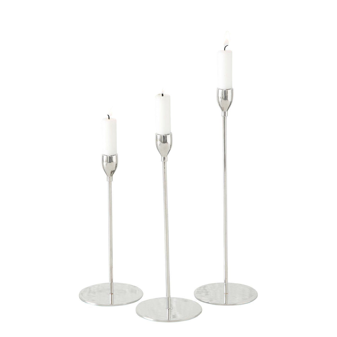 Kerzenleuchter Set Nordic Glow – 3-teilig in glänzendem Silber
