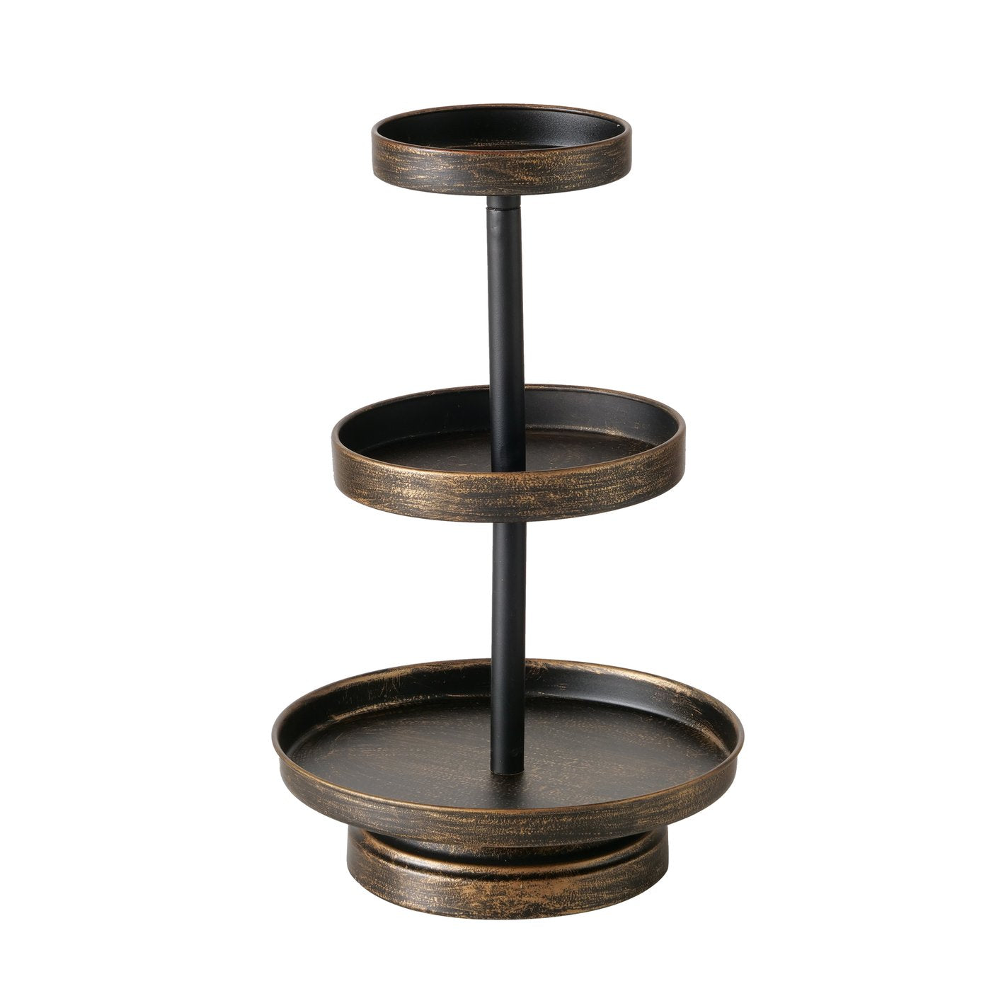 Etagere Prego Metall Antikgold Schwarz 3-stöckig Antik-Charme in moderner Form