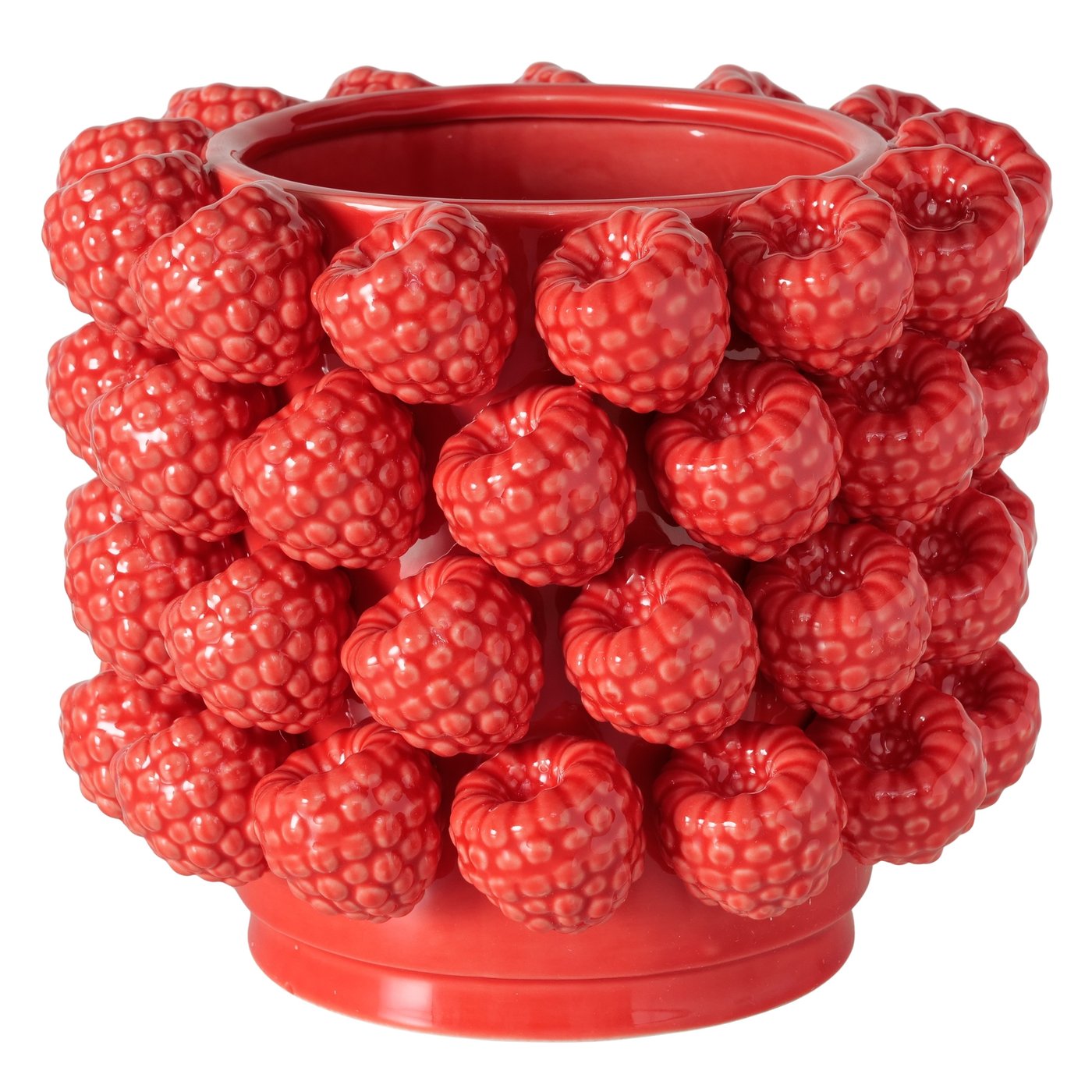 Rubina Himbeer Vase rot Keramik glänzend rund