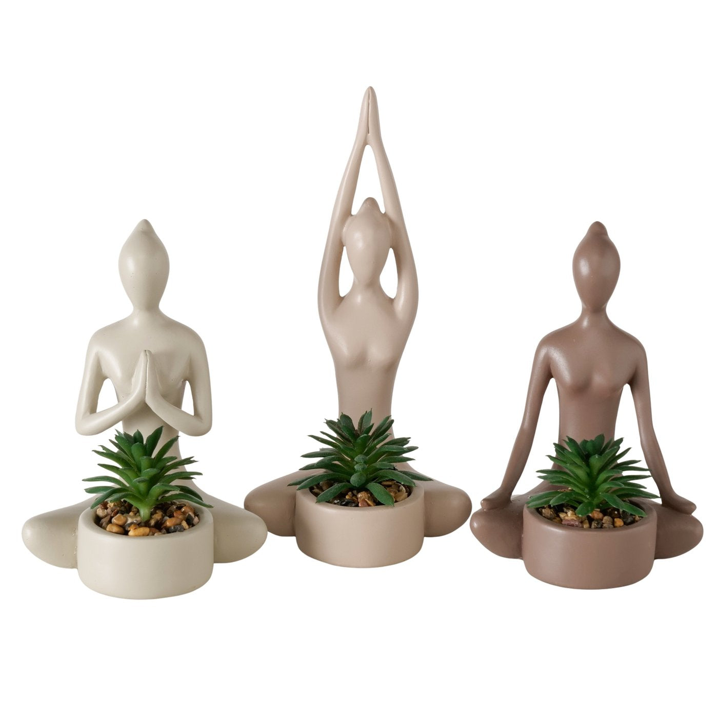 Kunstpflanze Yoga Figuren 3er Set Asana Deko Sukkulente