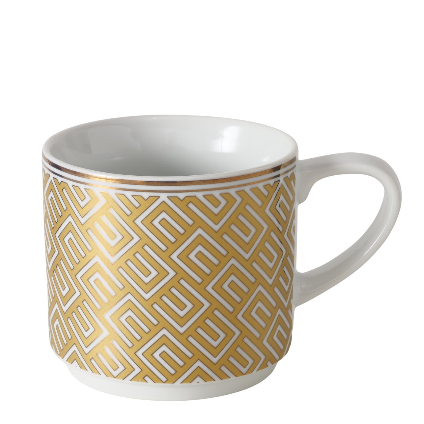 6er Set Porzellan Becher Palazzo 340 ml mit geometrischem Muster