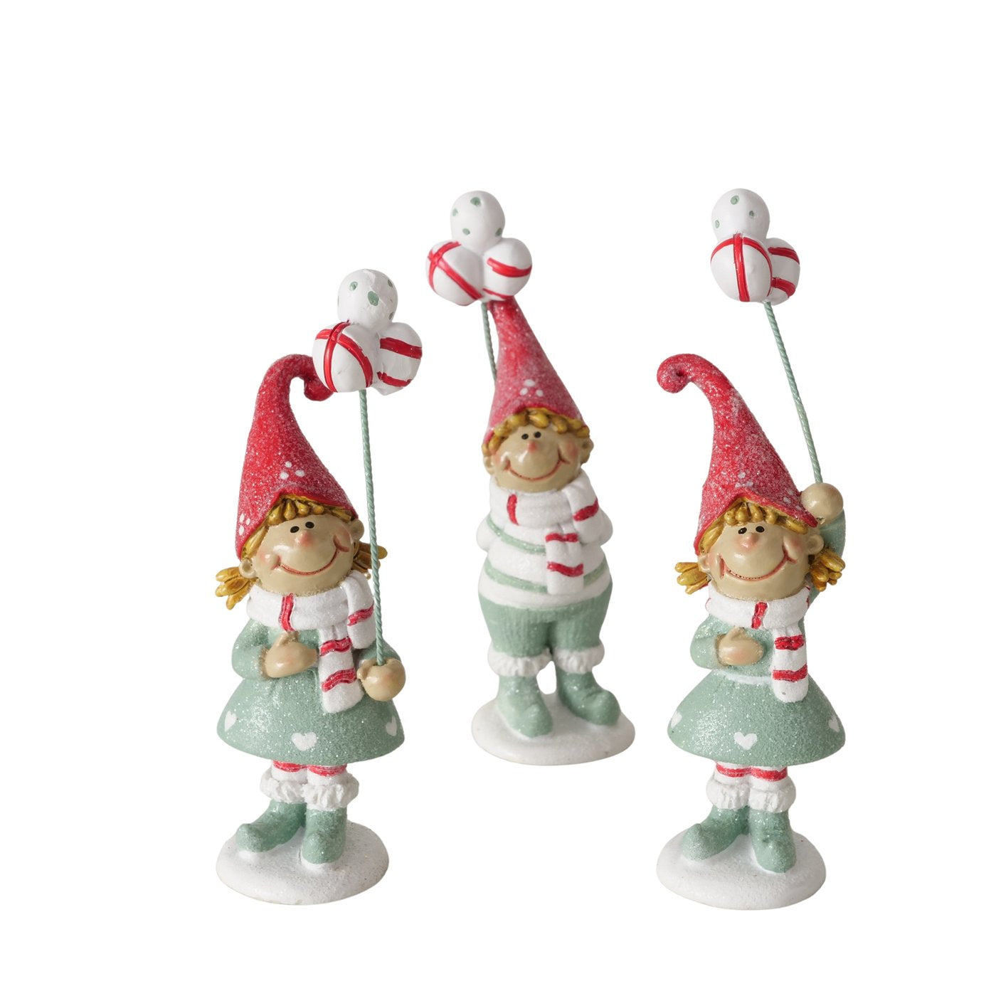 Weihnachtsfiguren Glitzerwichtel Jollytime 3er Set handbemalt 11cm