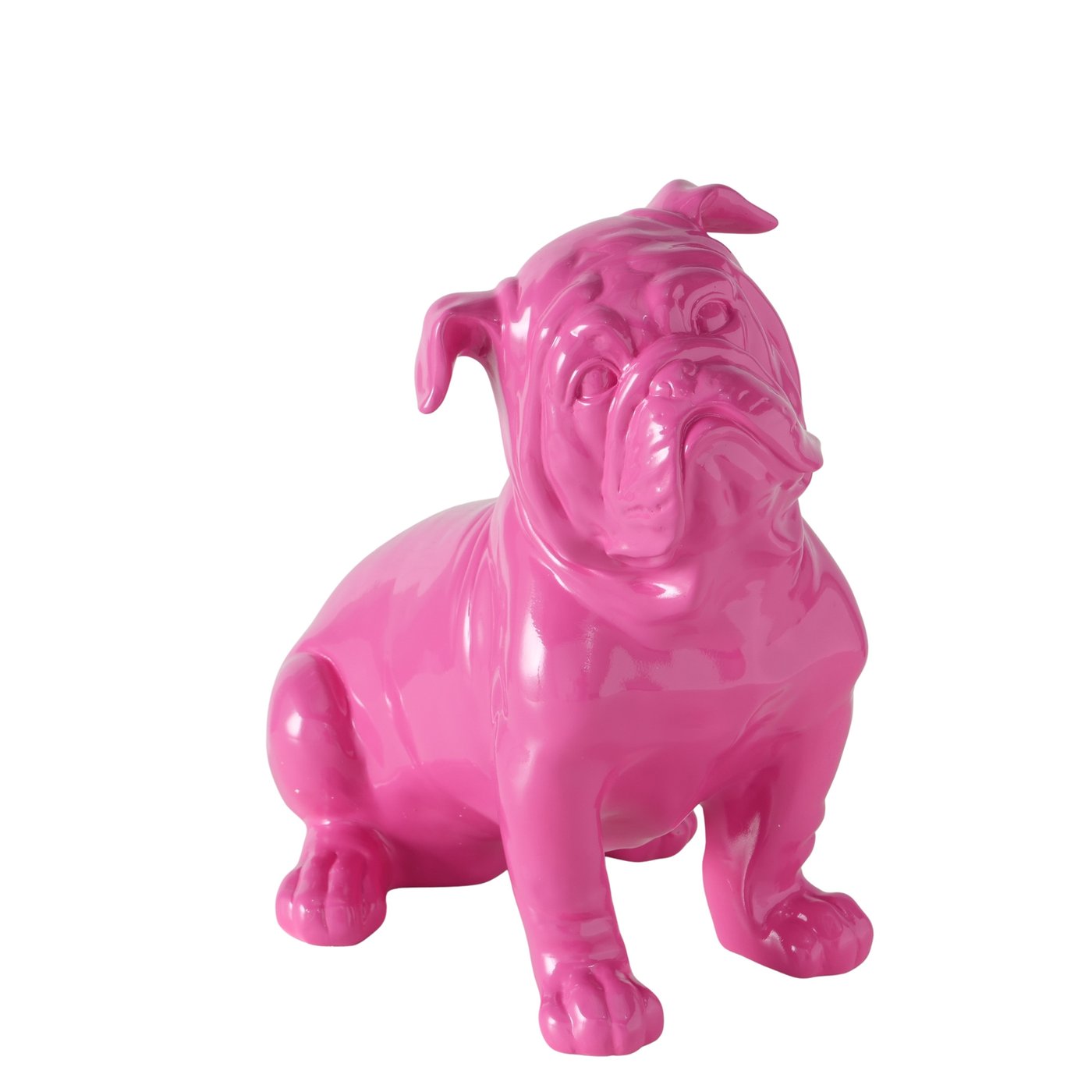 Bully Figur Pink Glanzoptik 32cm Handbemalt Deko Hund