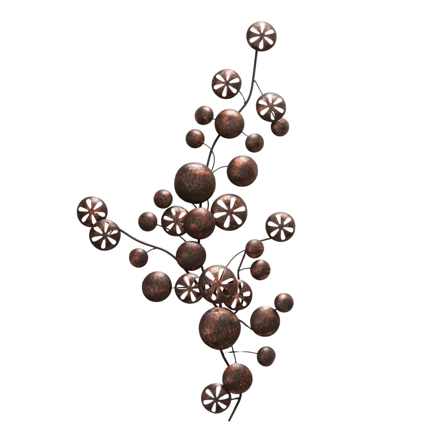 Metall Wanddeko Blütenzweig – Kunstvolle Wandgestaltung in Braun