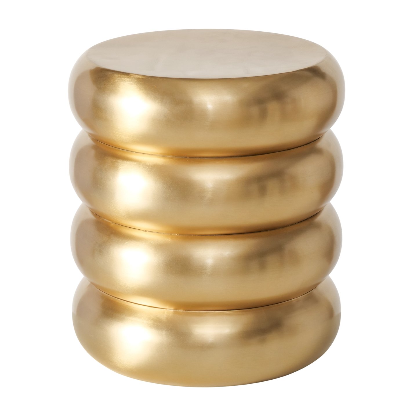 Design Beistelltisch Lior Rund Gold Metall Handarbeit 37 cm