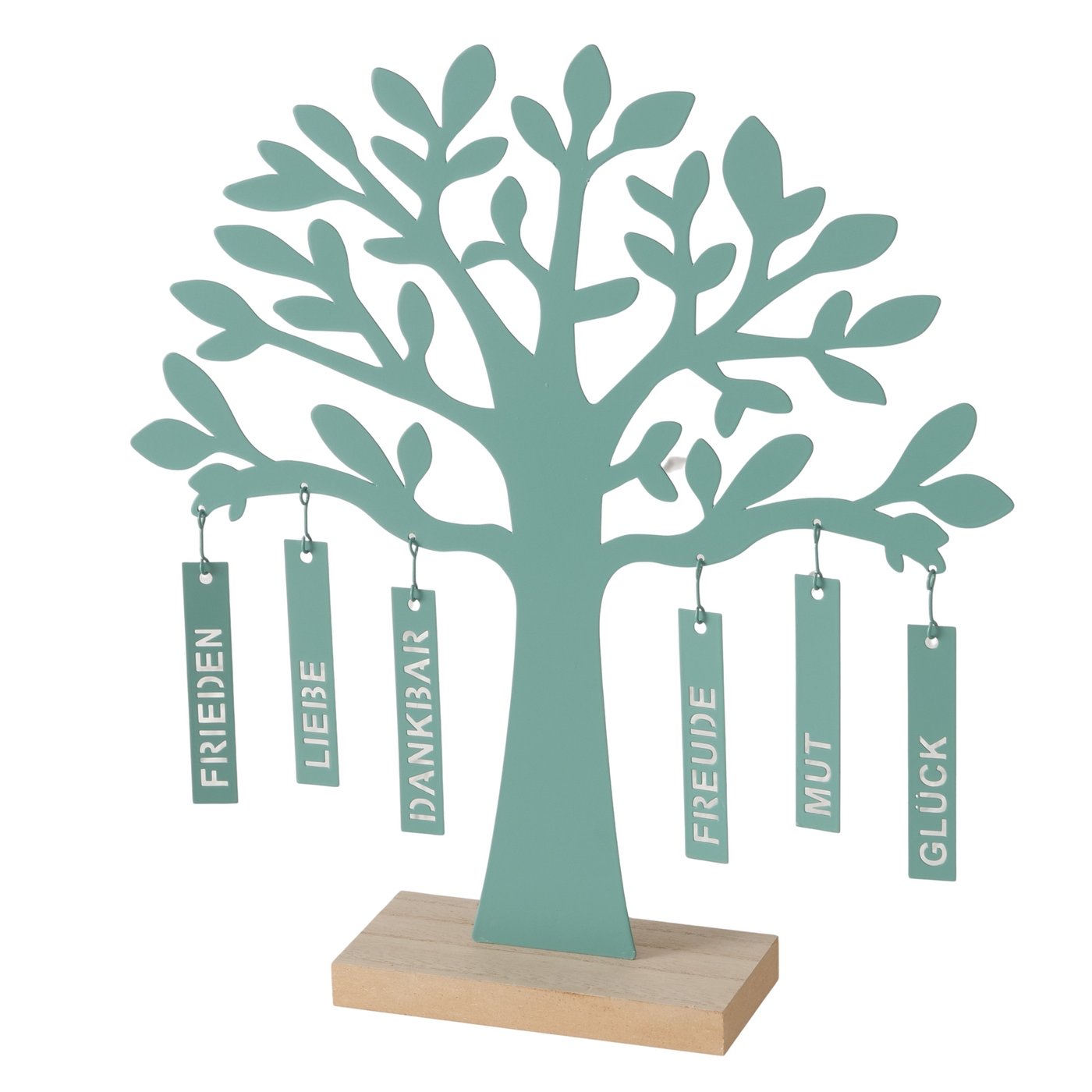 Wunschbaum Dekoaufsteller Gruen Holz Metall