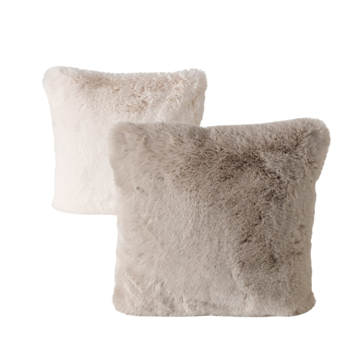 Kissen Set Liz 2 Stück 45x45 cm Kunstfell Creme und Hellbraun