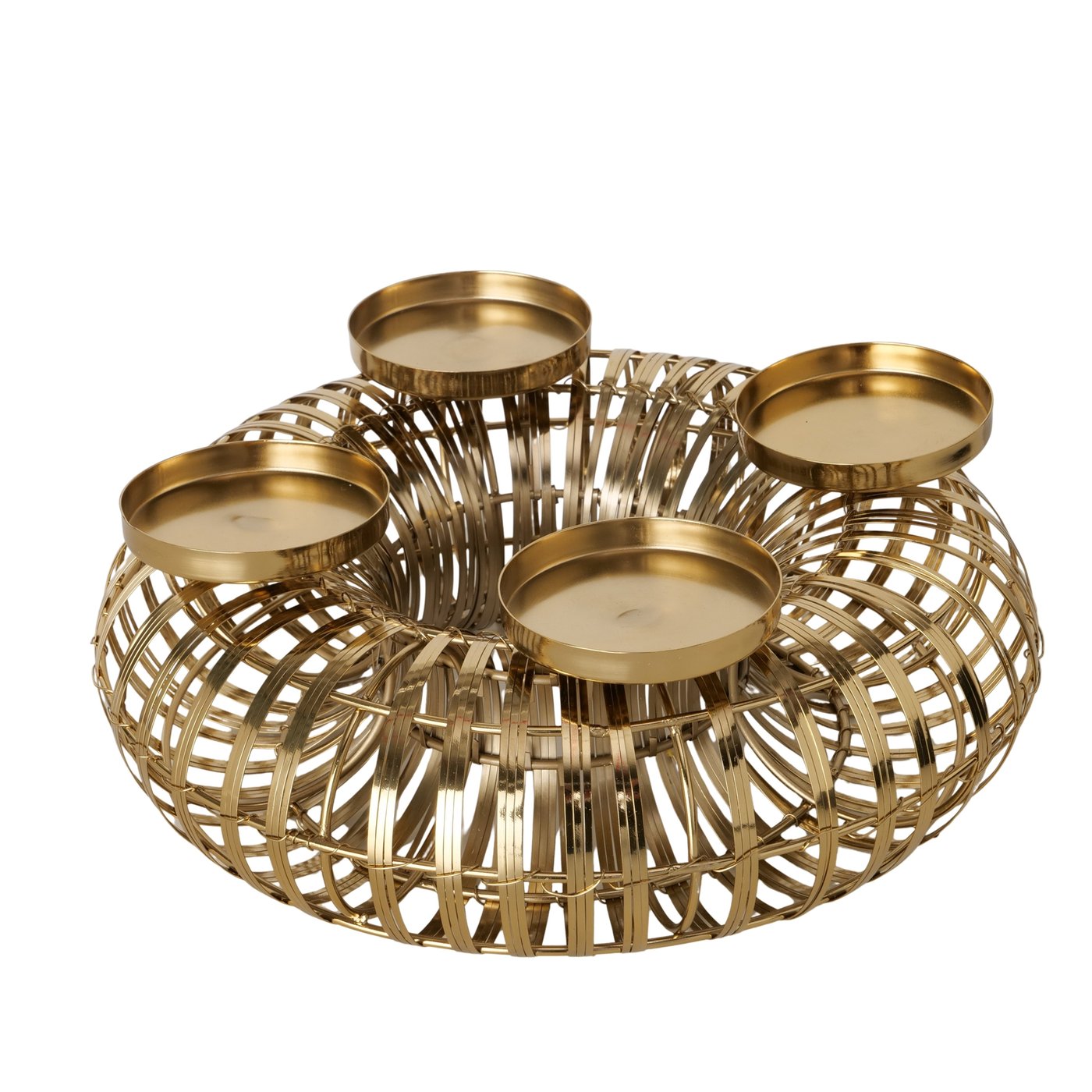 Glori Adventsglanz Kerzenleuchter Gold 4-flammig 32cm Metall Handgefertigt