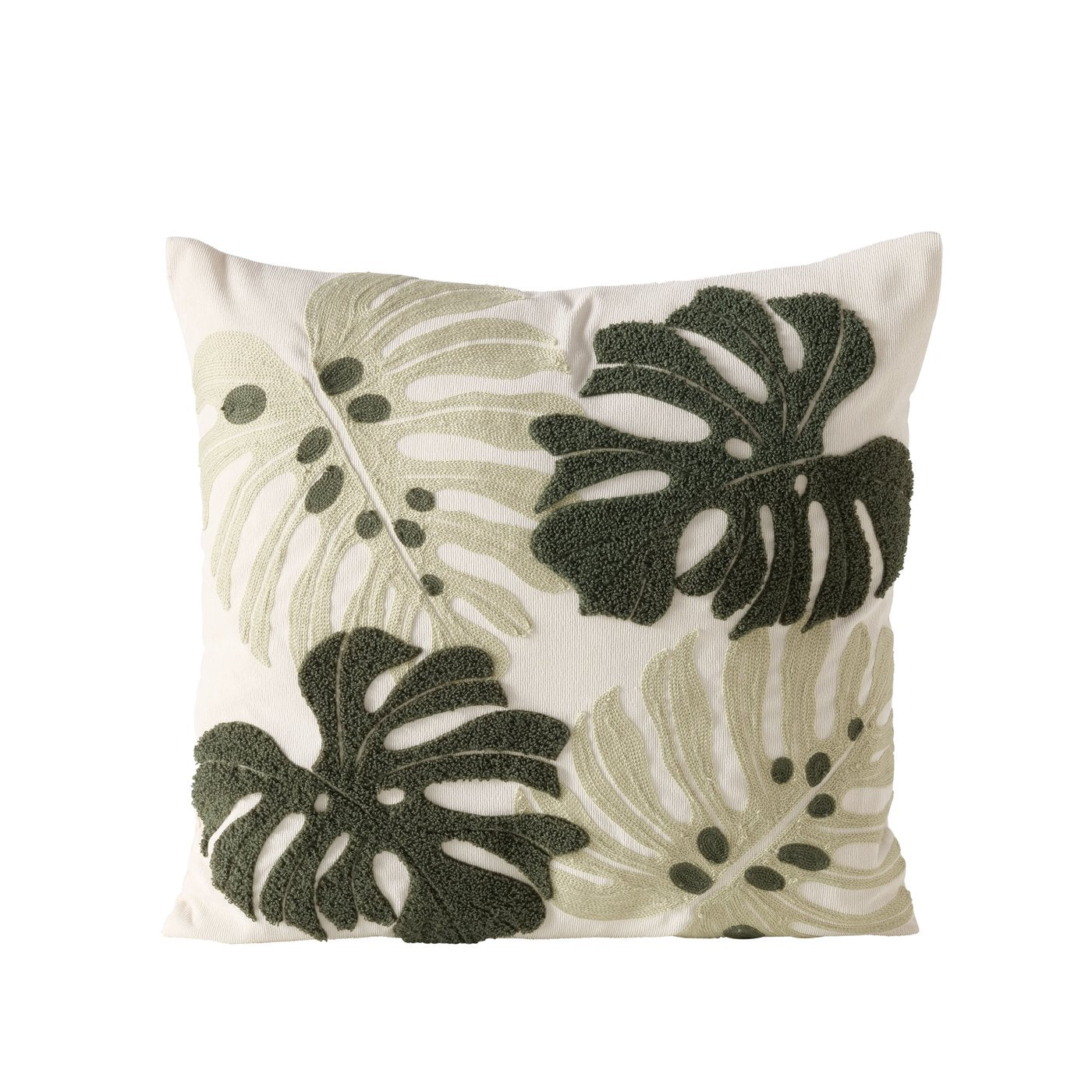 Dekokissen Monstera Verde 45x45 cm Grün Weiß Tropisches Blattdesign