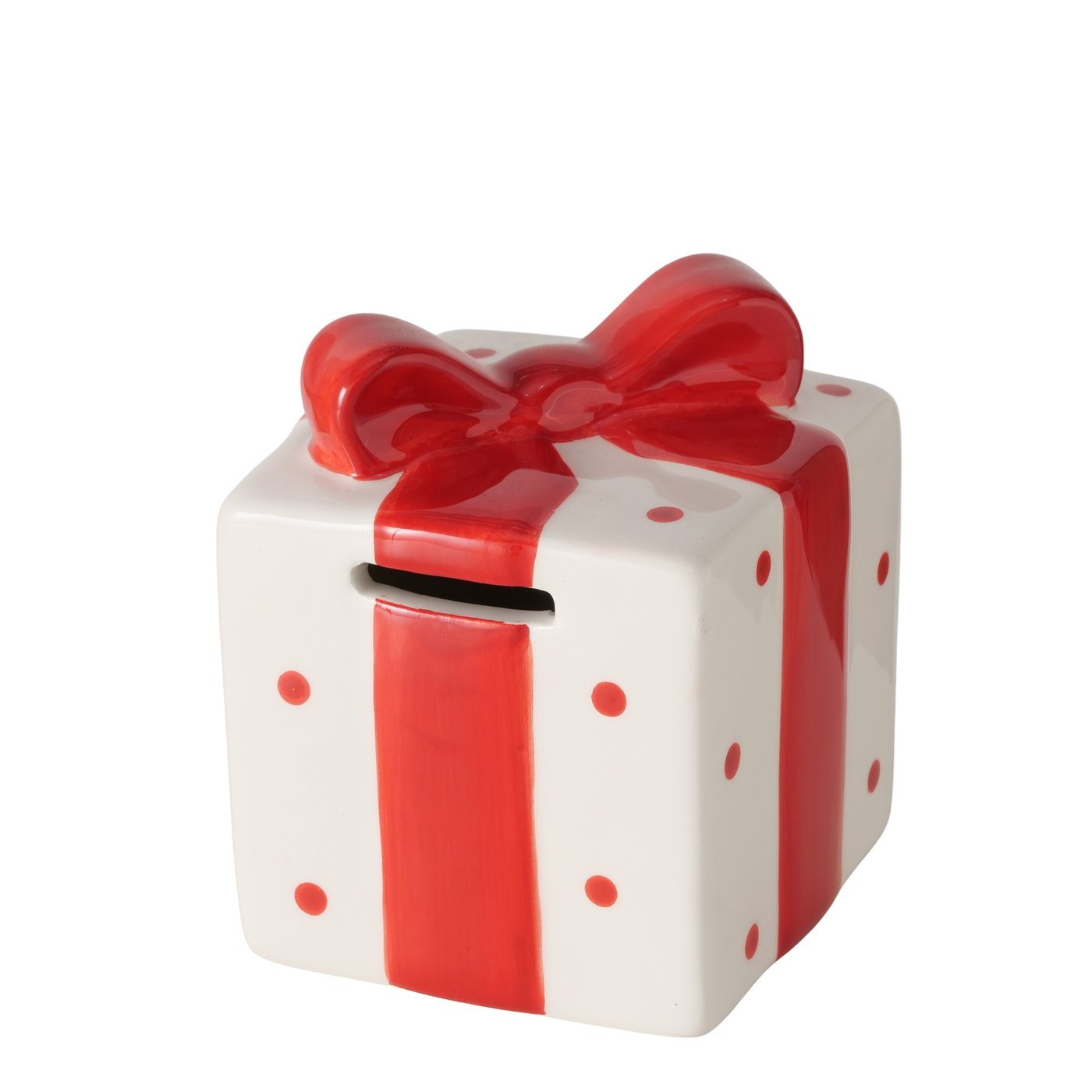 Spardose Gift Keramik Geschenkbox Rot Weiß Handbemalt