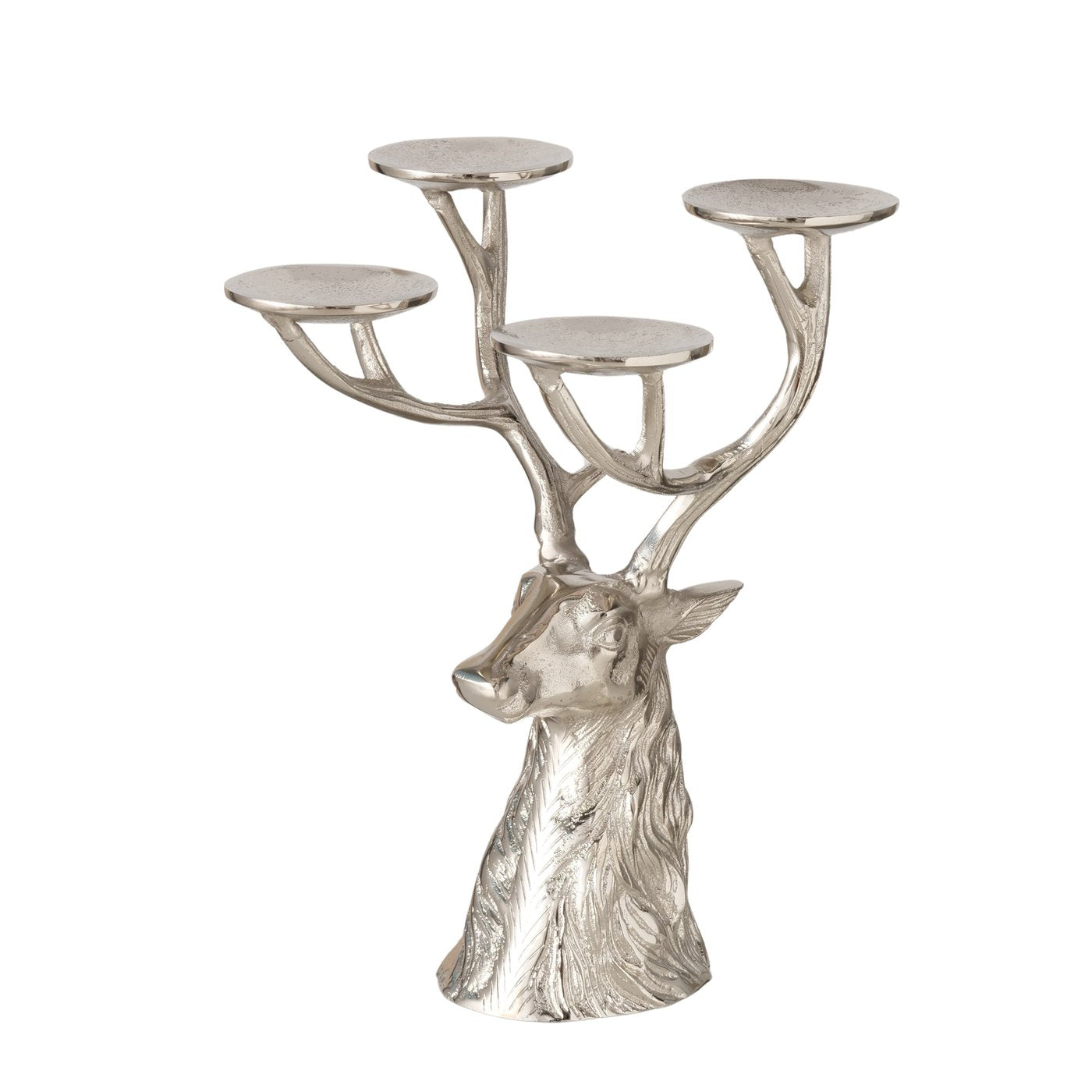 Candlestick Russell Silver Deer Design Aluminium 4-flame