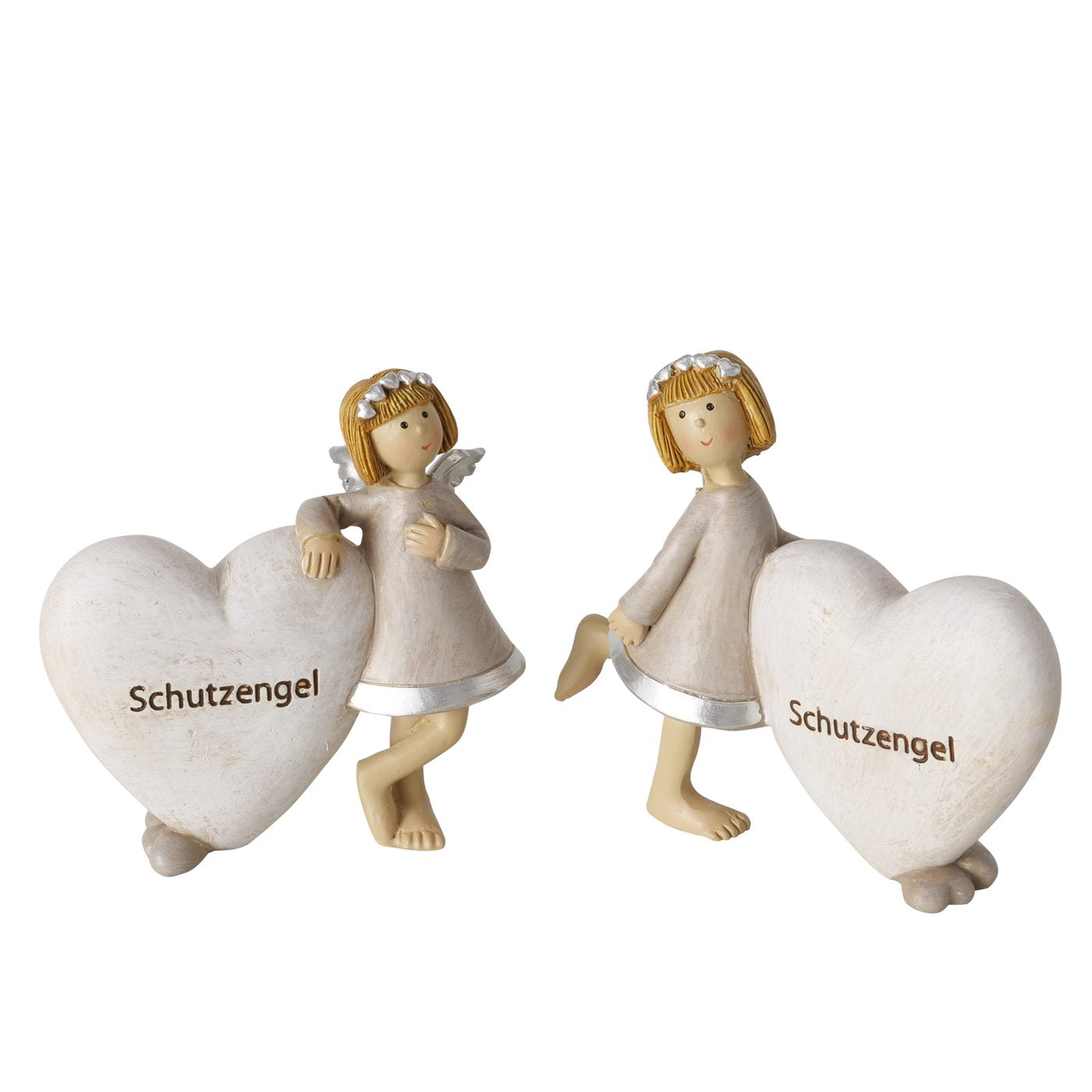 Schutzengel Dekofiguren im 2er-Set mit Herzmotiv