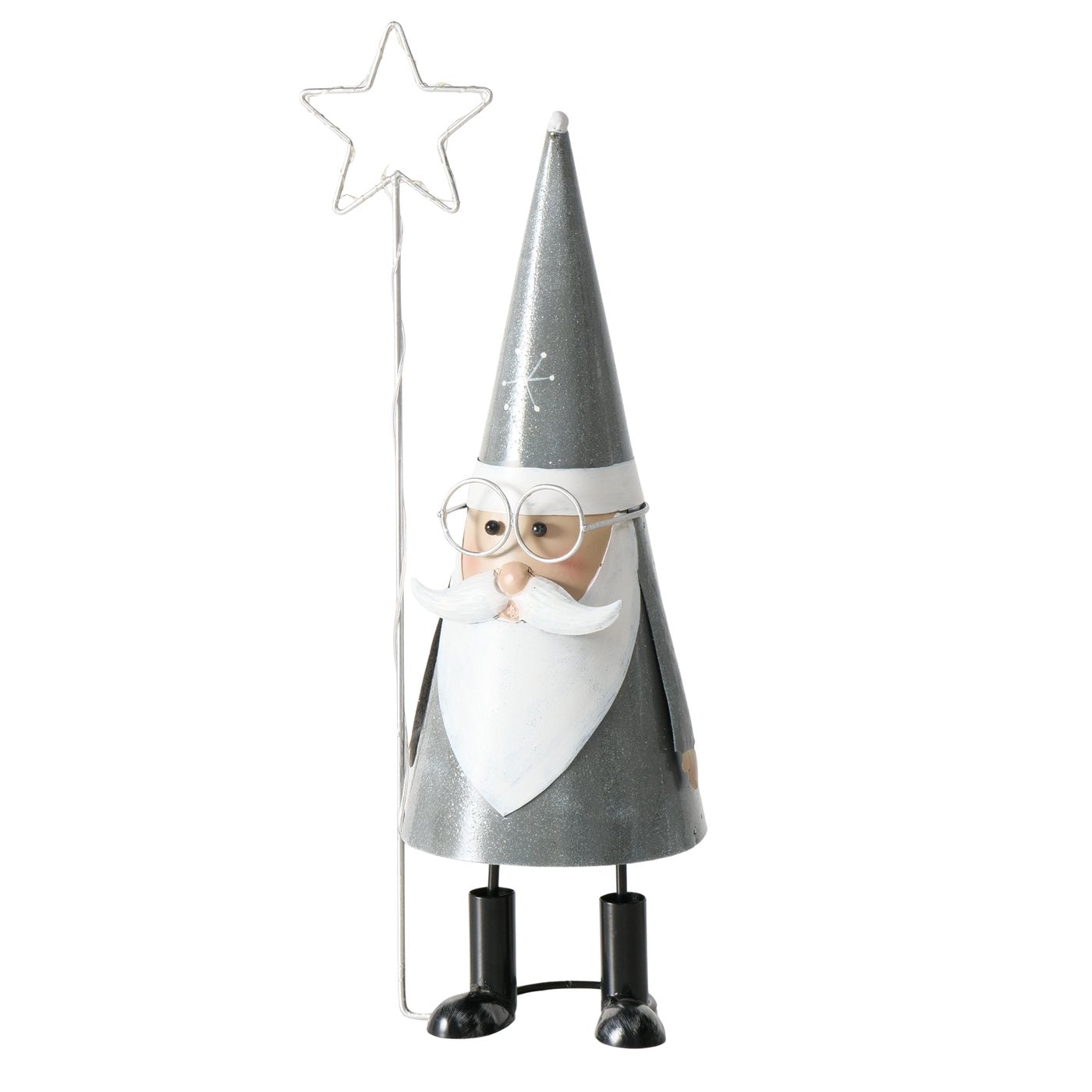 LED Weihnachtsfigur Professor Lumi Metall Silber Handgefertigt 52cm