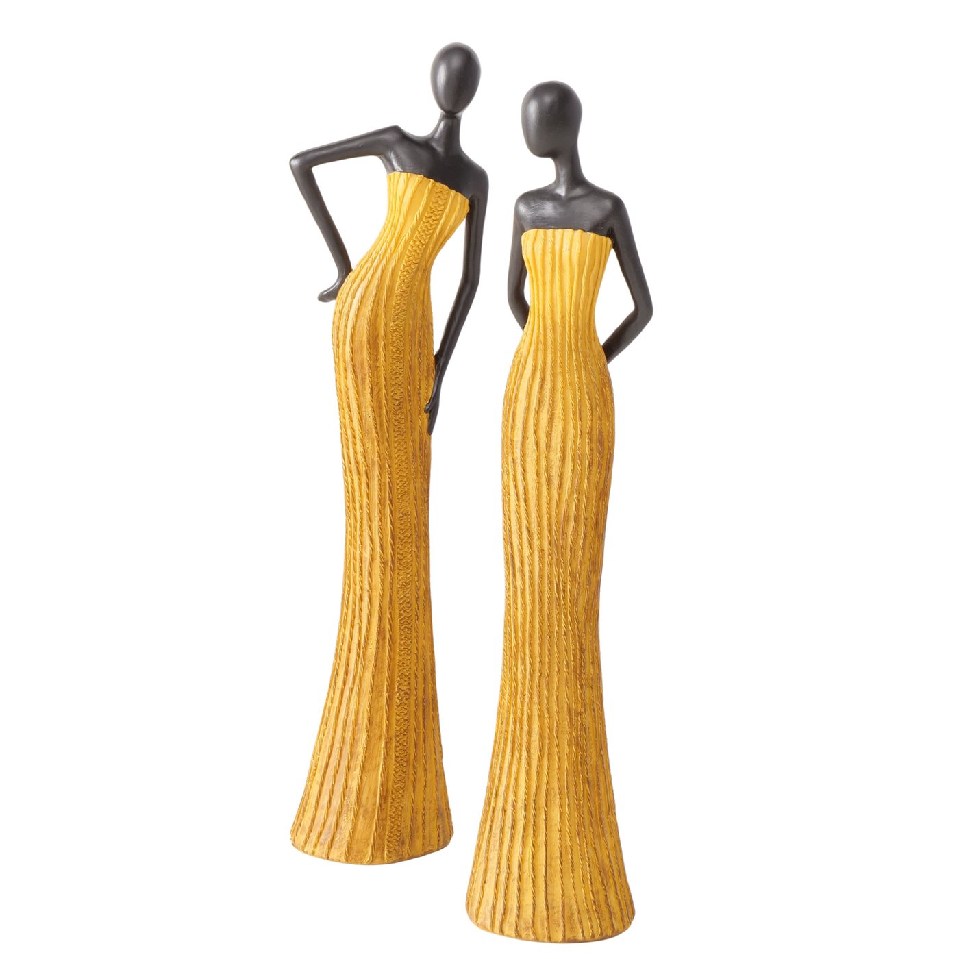 2er Set Dekofiguren Eleganza in Schwarz und Gelb 31 cm Handgearbeitet