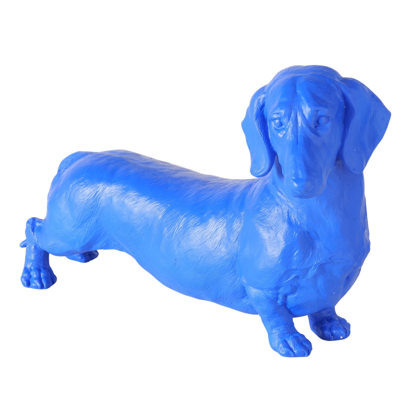 Figur Wuffy Hund blau aus Kunstharz Dackel