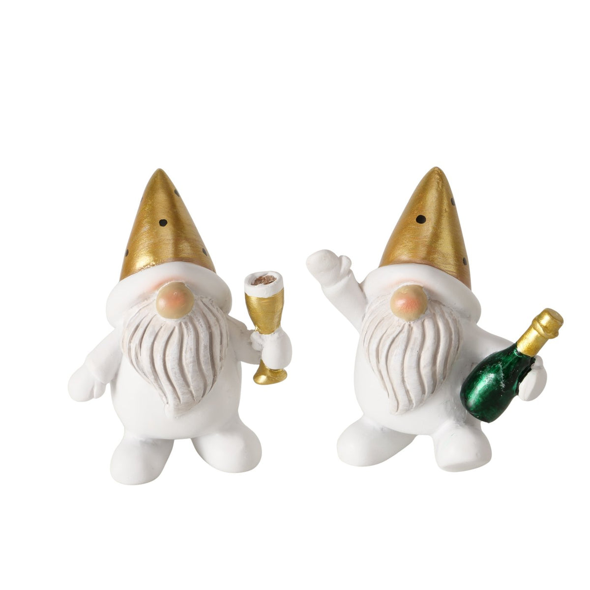 Dekofiguren Chester Wichtel 2er Set weiß gold 6 cm