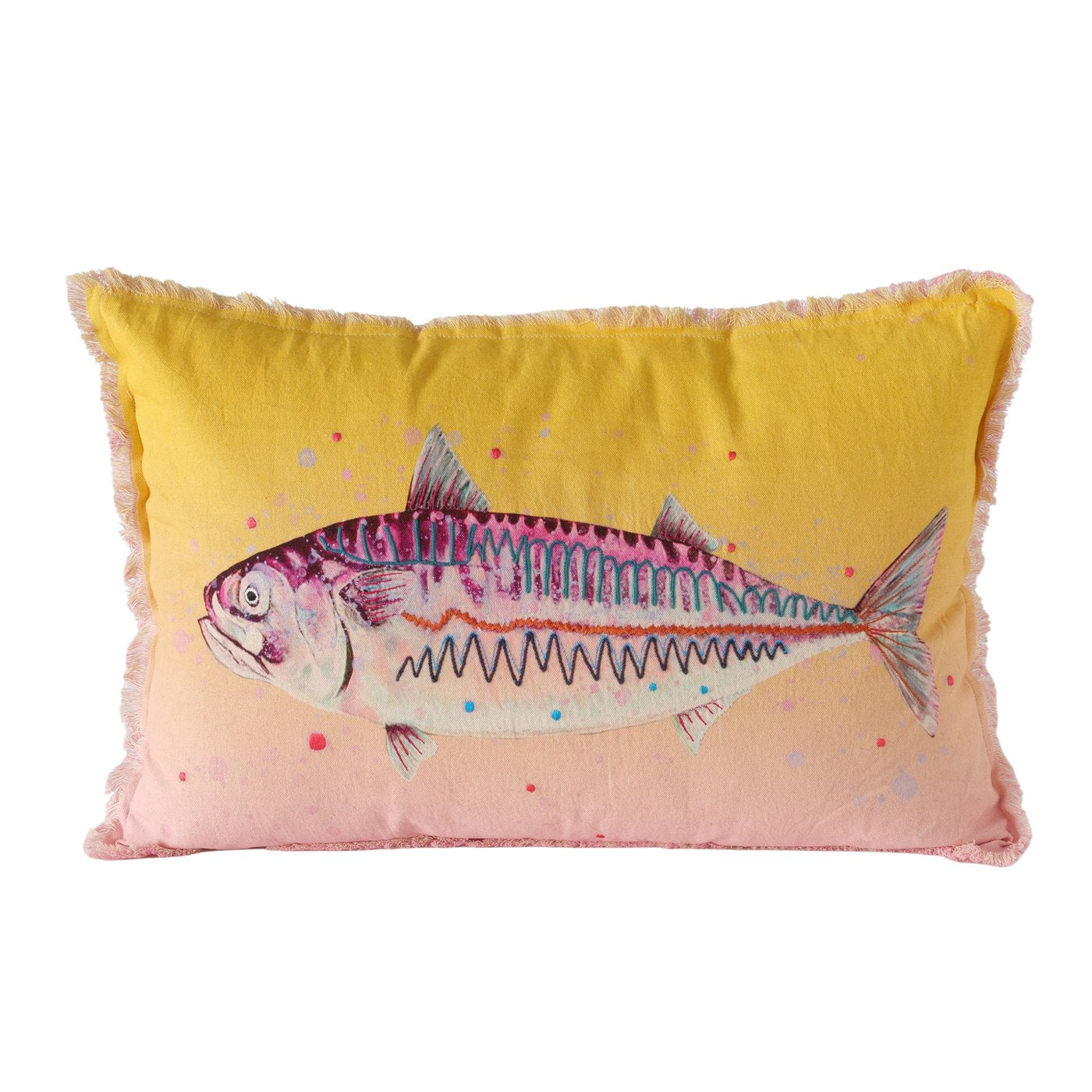 Dekokissen Marina mit Fischmotiv aus Baumwolle 60 cm