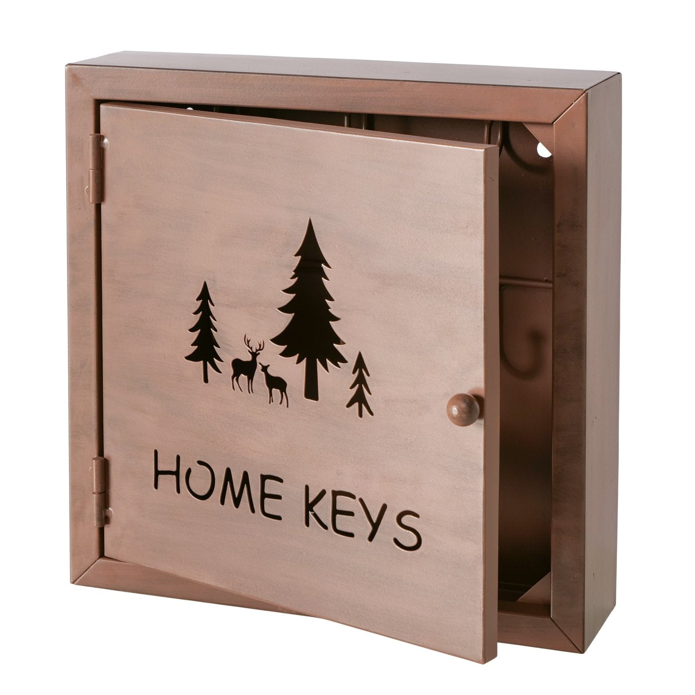 Schlüsselkasten Waldmotiv Hirsche Metall Braun 25cm