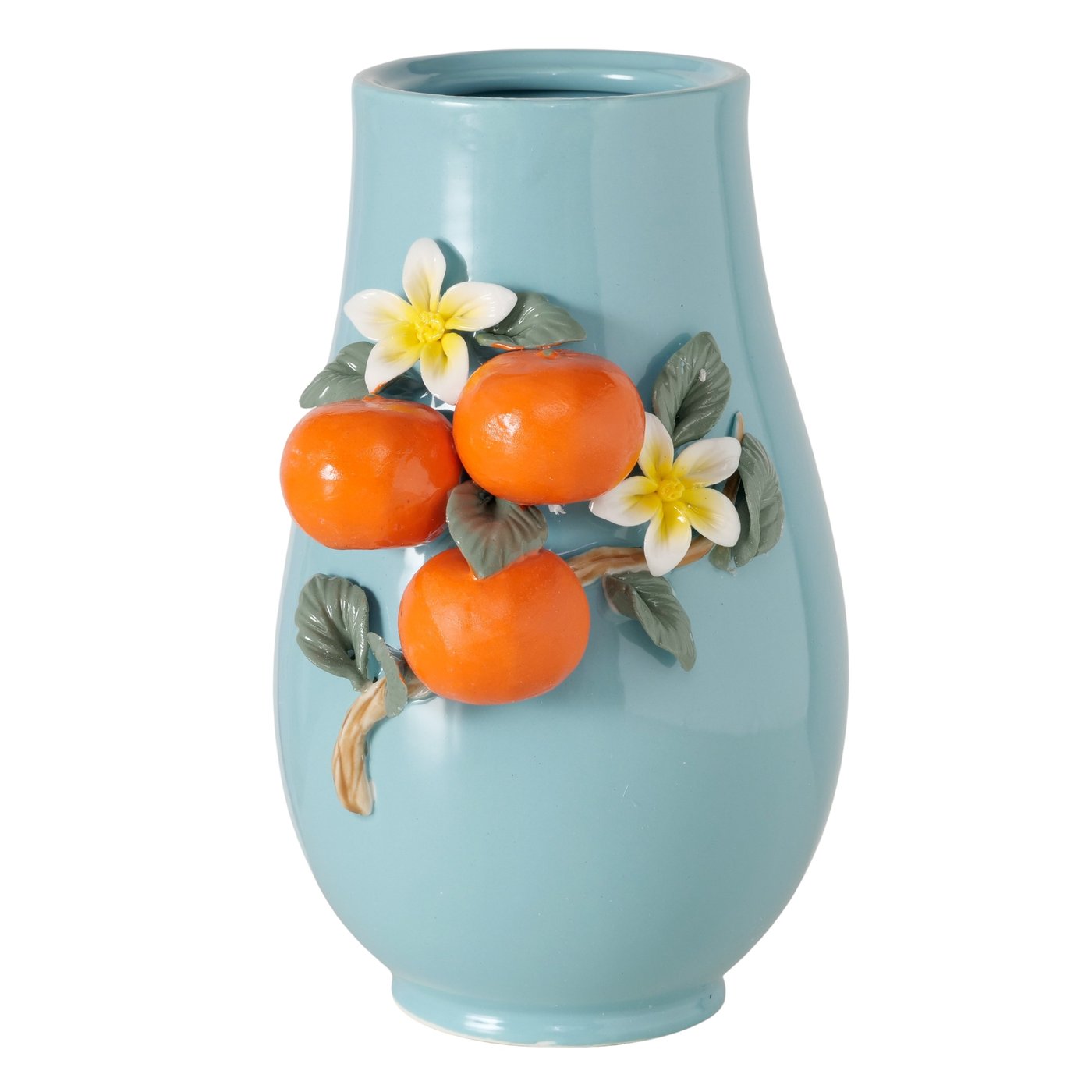 Keramikvase Bella Arancia Türkis Orange 19cm Porzellan Mediterran