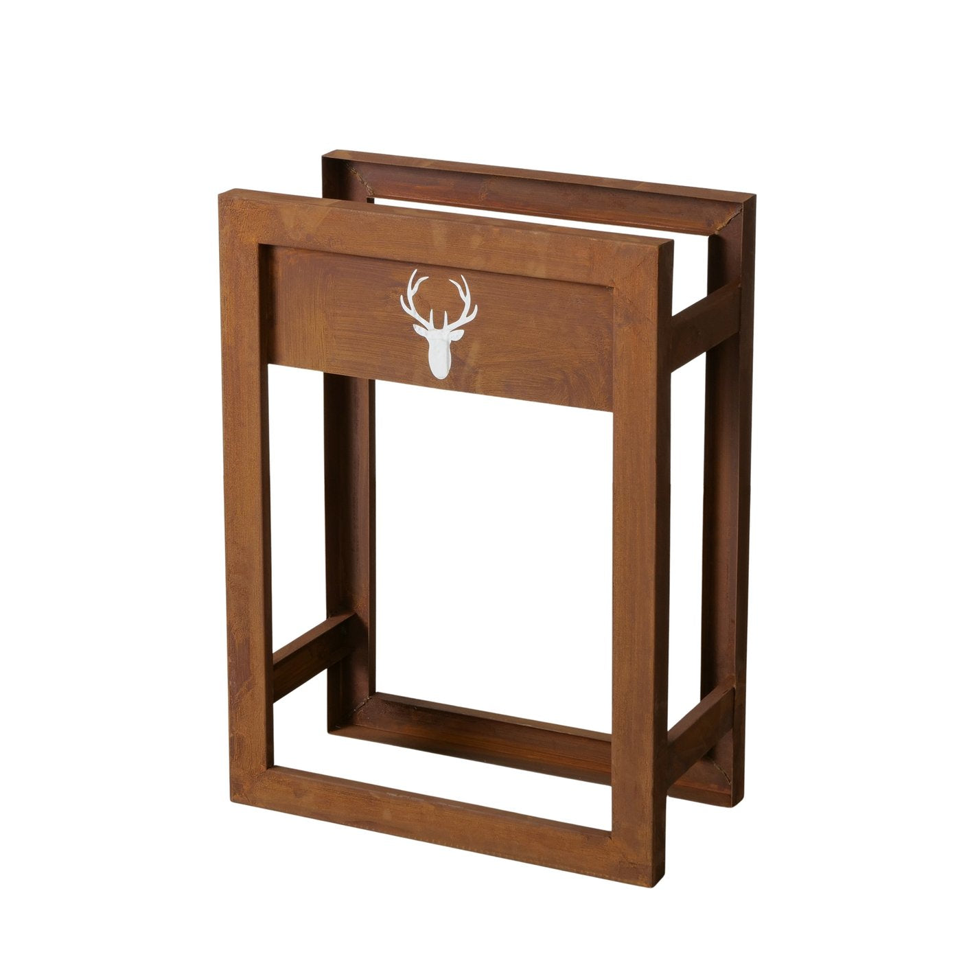 Kaminholzregal Rustico Geweih Edelrost Metall Braun