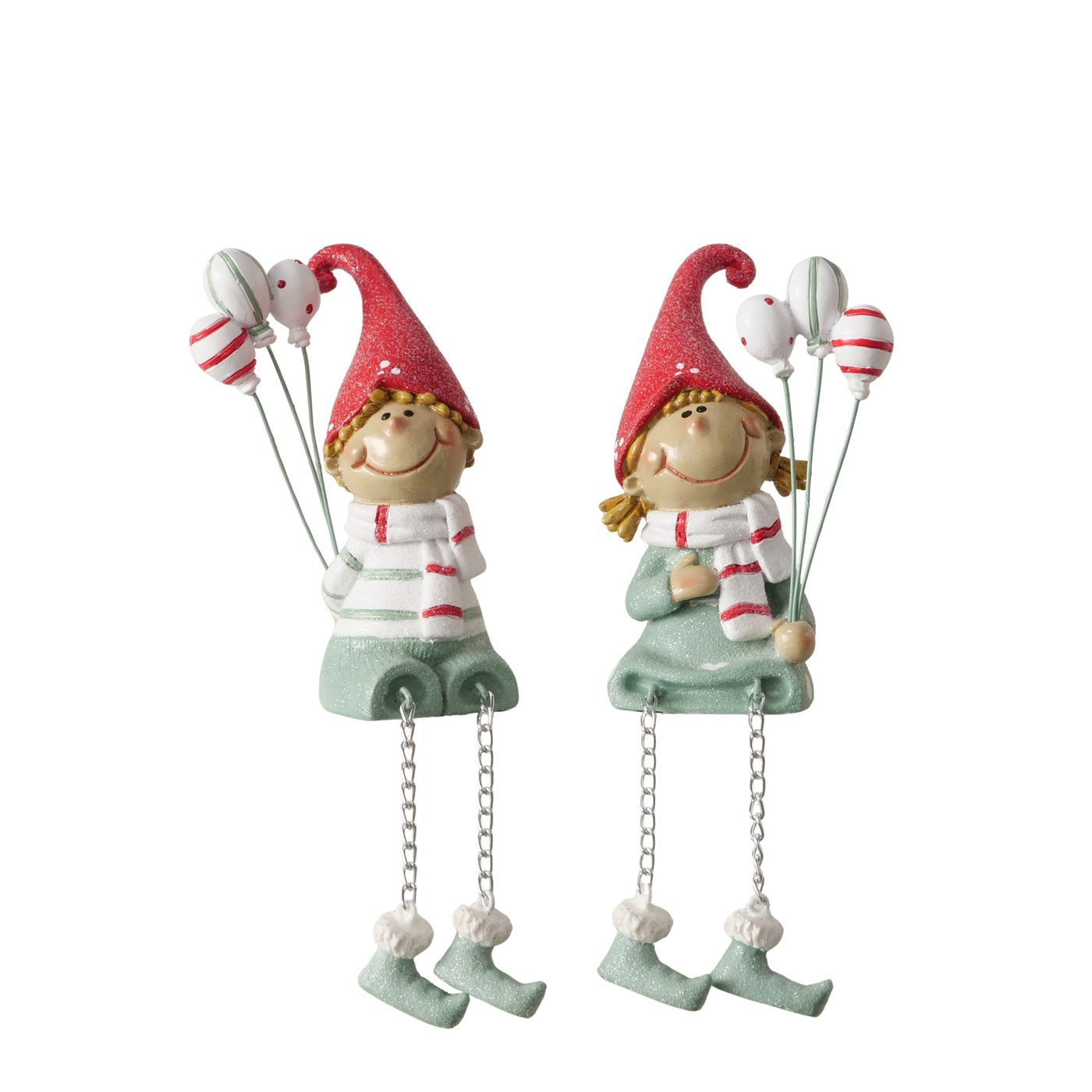 Weihnachtsdeko Kantenhocker Jingle 2er Set Junge & Mädchen mit Luftballons