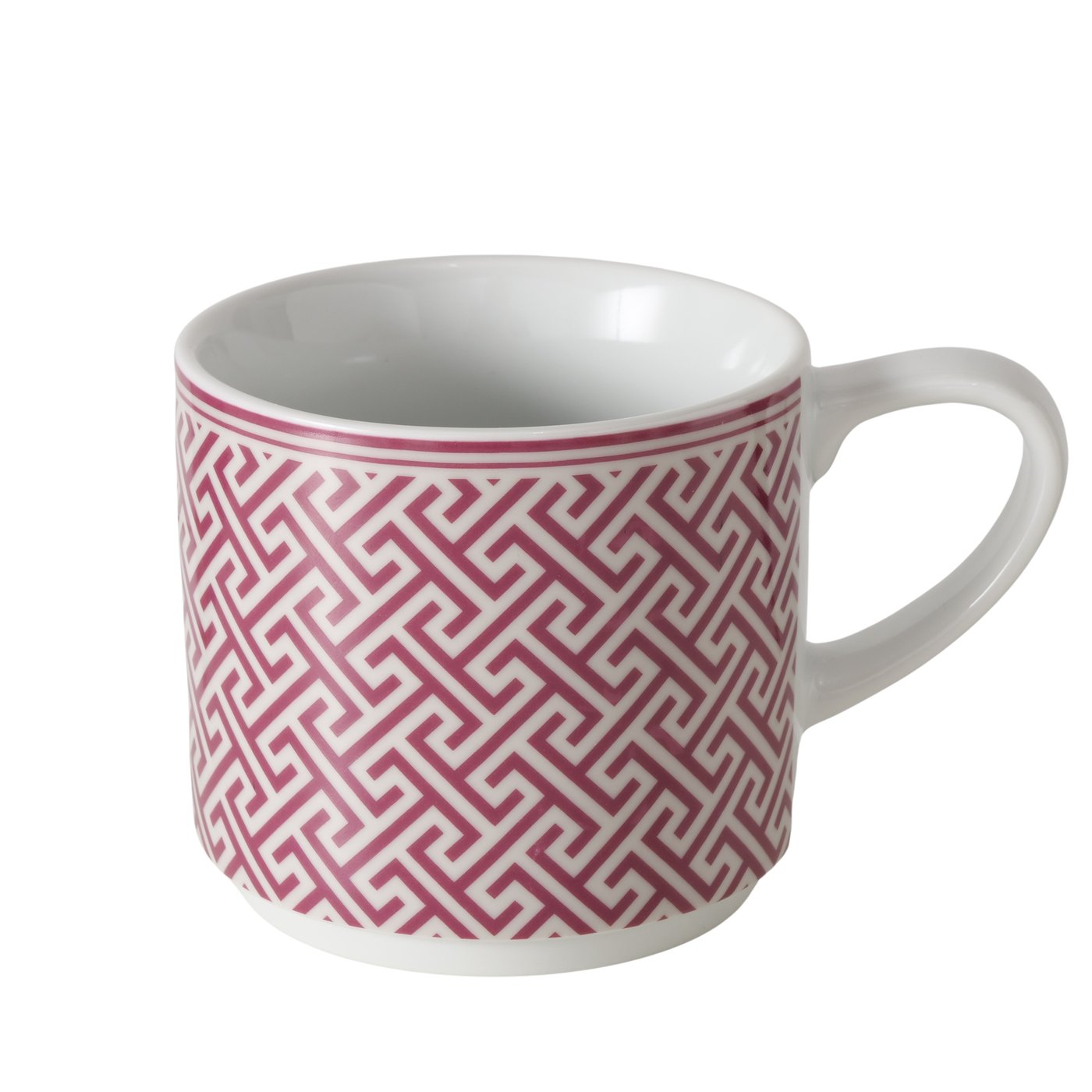 6er Set Porzellan Becher Palazzo 340 ml mit geometrischem Muster