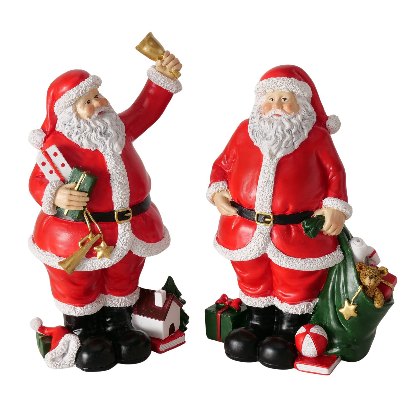 Weihnachtsfiguren Nicolás und Ruben 2er Set Weihnachtsmann Deko Rot Handbemalt 22cm