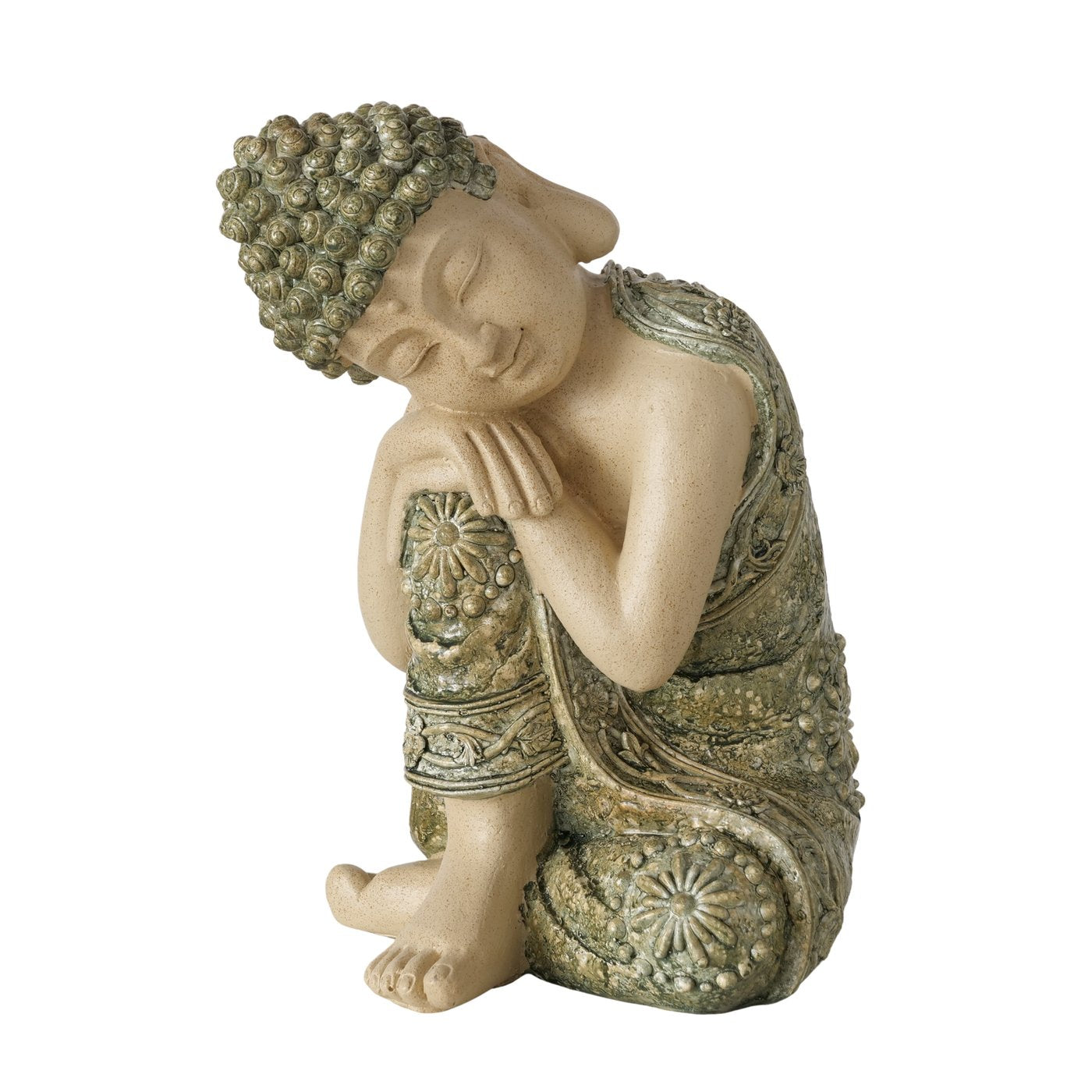 Buddha Figur Bodhi Shanti – Meditative Deko Skulptur Beige Grün