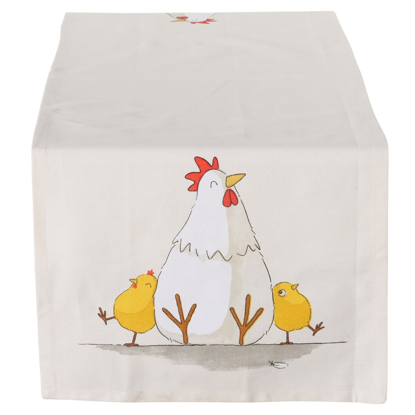Tischläufer Henny Baumwolle mit Huhn Motiv Beige 140x40 cm
