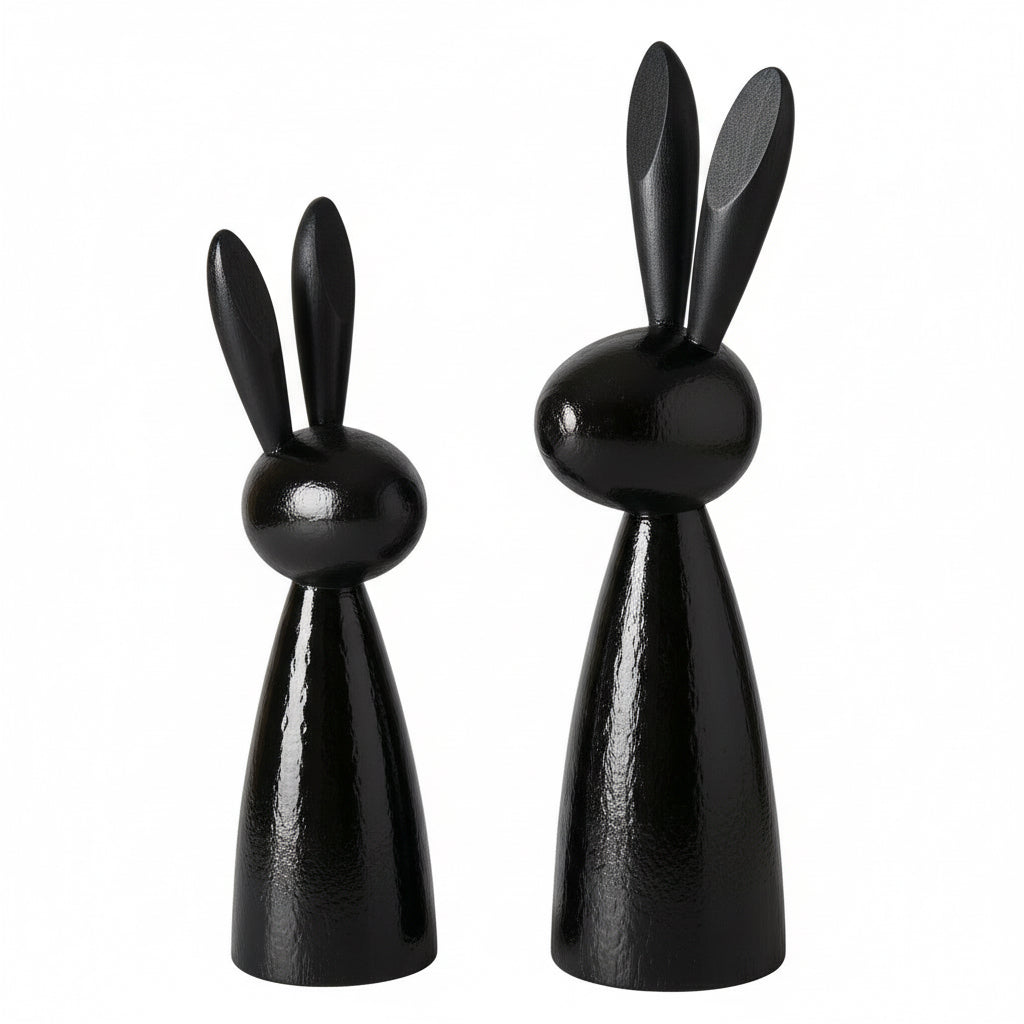 Paashaas houten figuren Lotis 2-delige set, zwart – modern design, 18-22 cm, B-STOCK