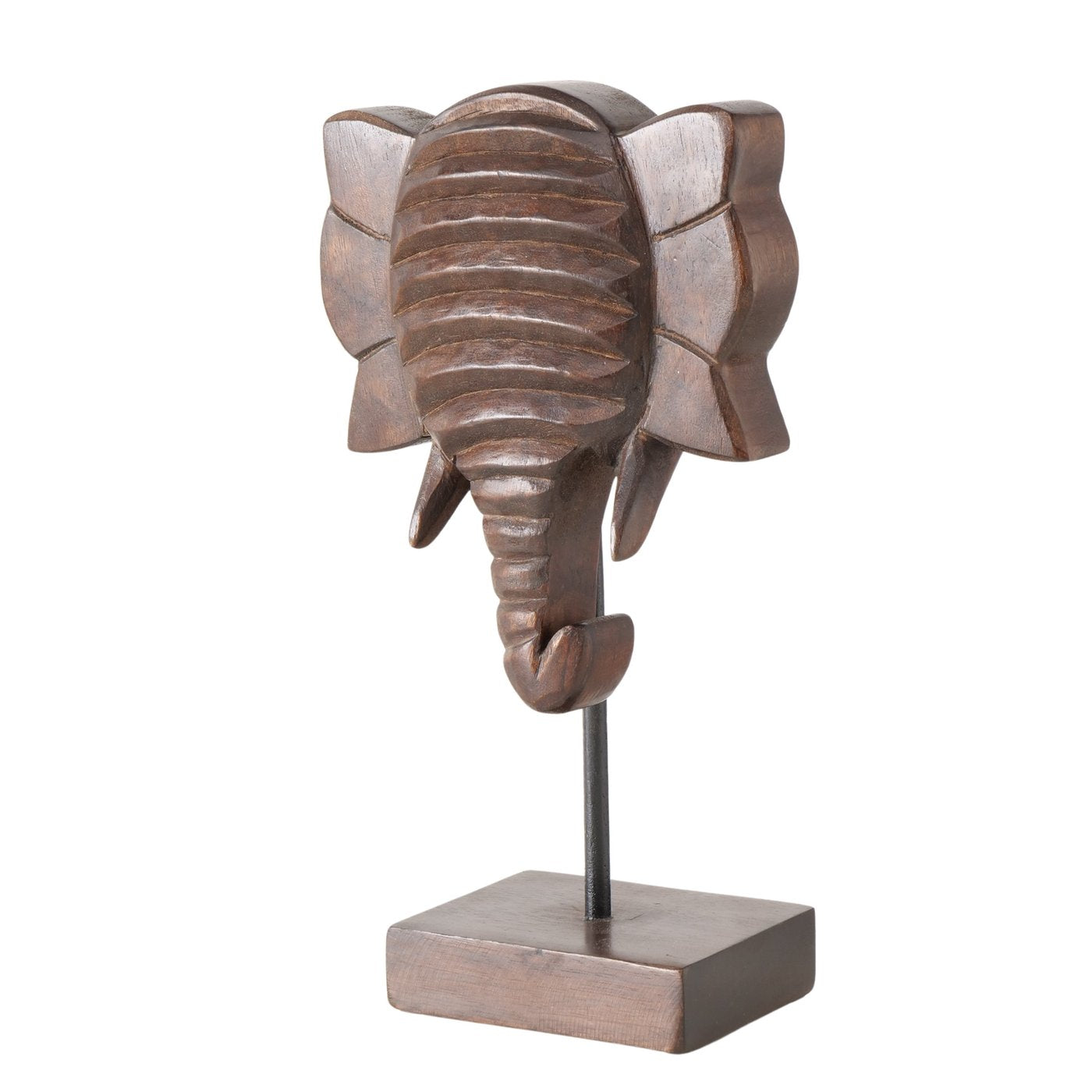 Nerava Elefantenkopf Dekofigur Mango Holz Metall Standfigur
