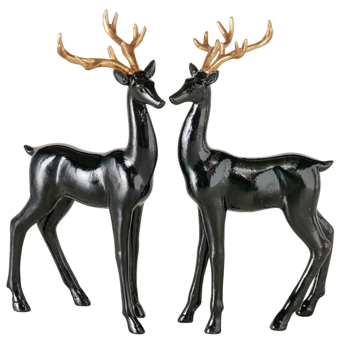 Dekofiguren Wassili Hirsch 2er Set schwarz gold 20 cm